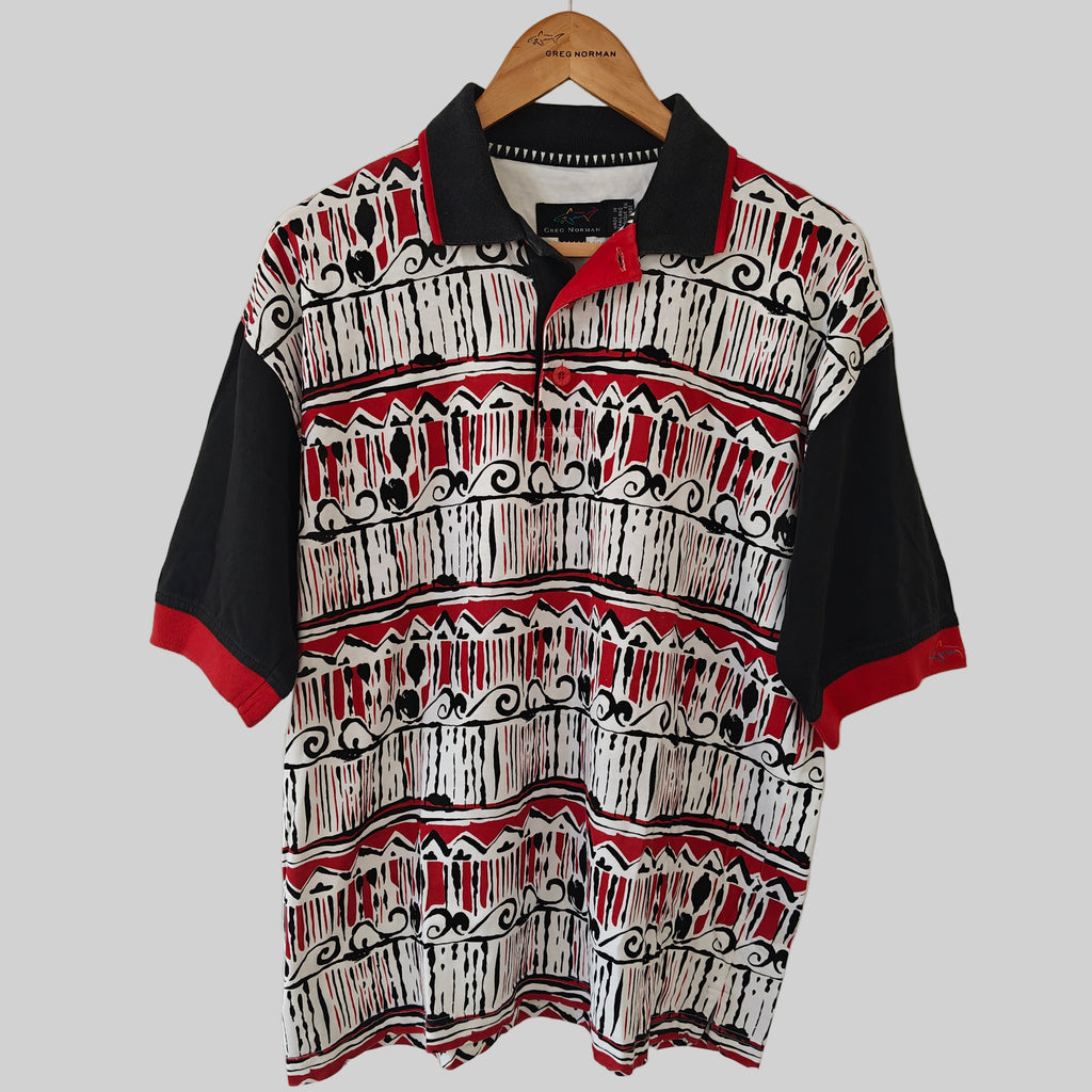 Greg Norman 90s Golf Print Polo Shirt