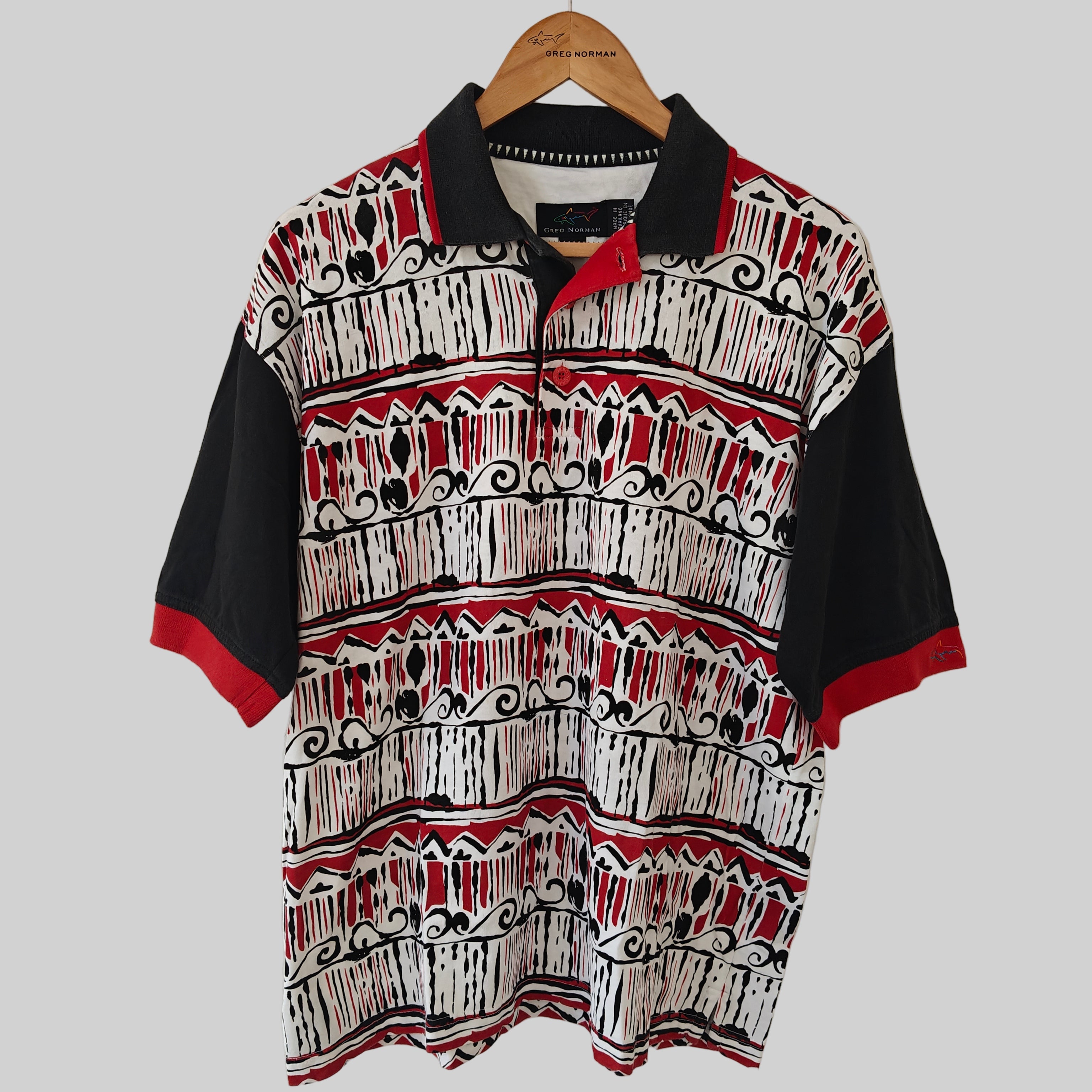 Greg Norman 90s Golf Print Polo Shirt