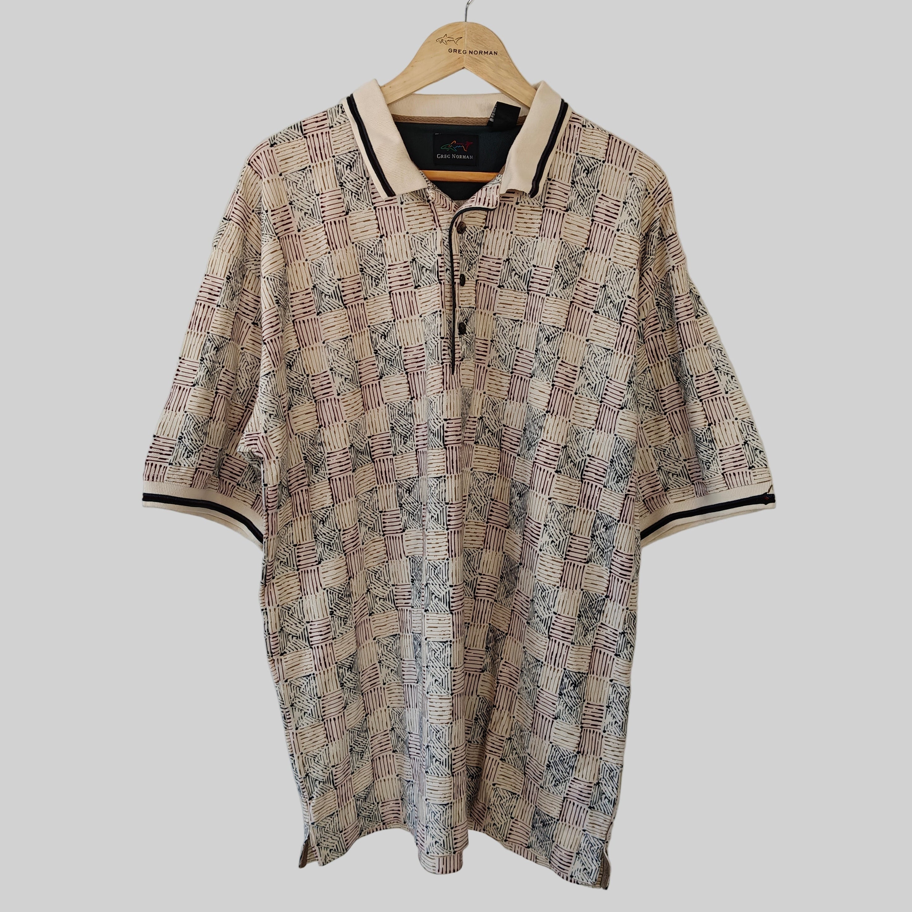 Greg Norman 90's Print Golf Polo Shirt - X-Large