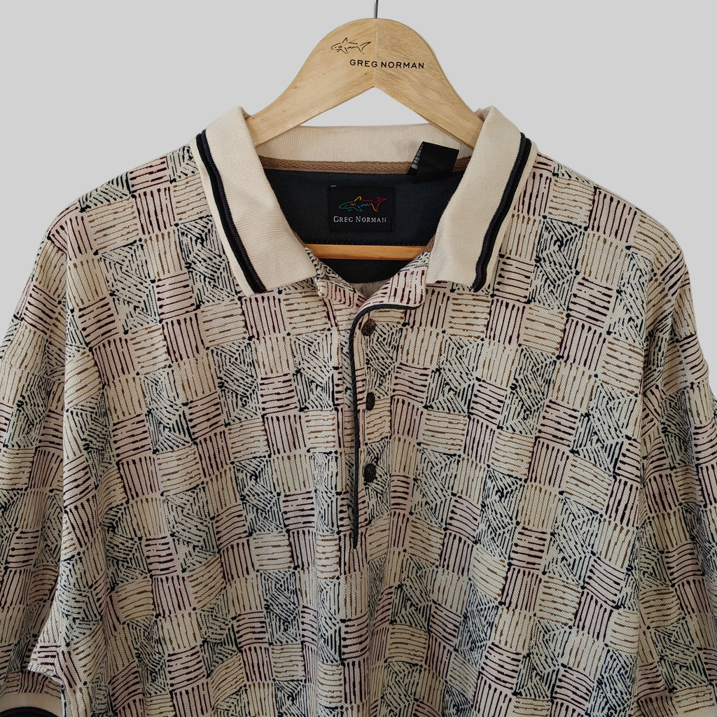 Greg Norman 90's Print Golf Polo Shirt - X-Large