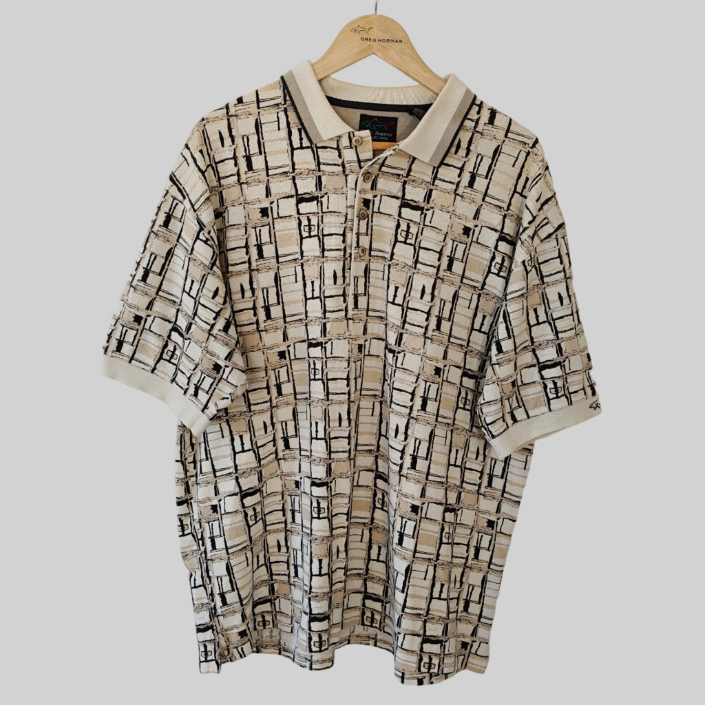 Greg Norman 90's Print Golf Polo Shirt - Large