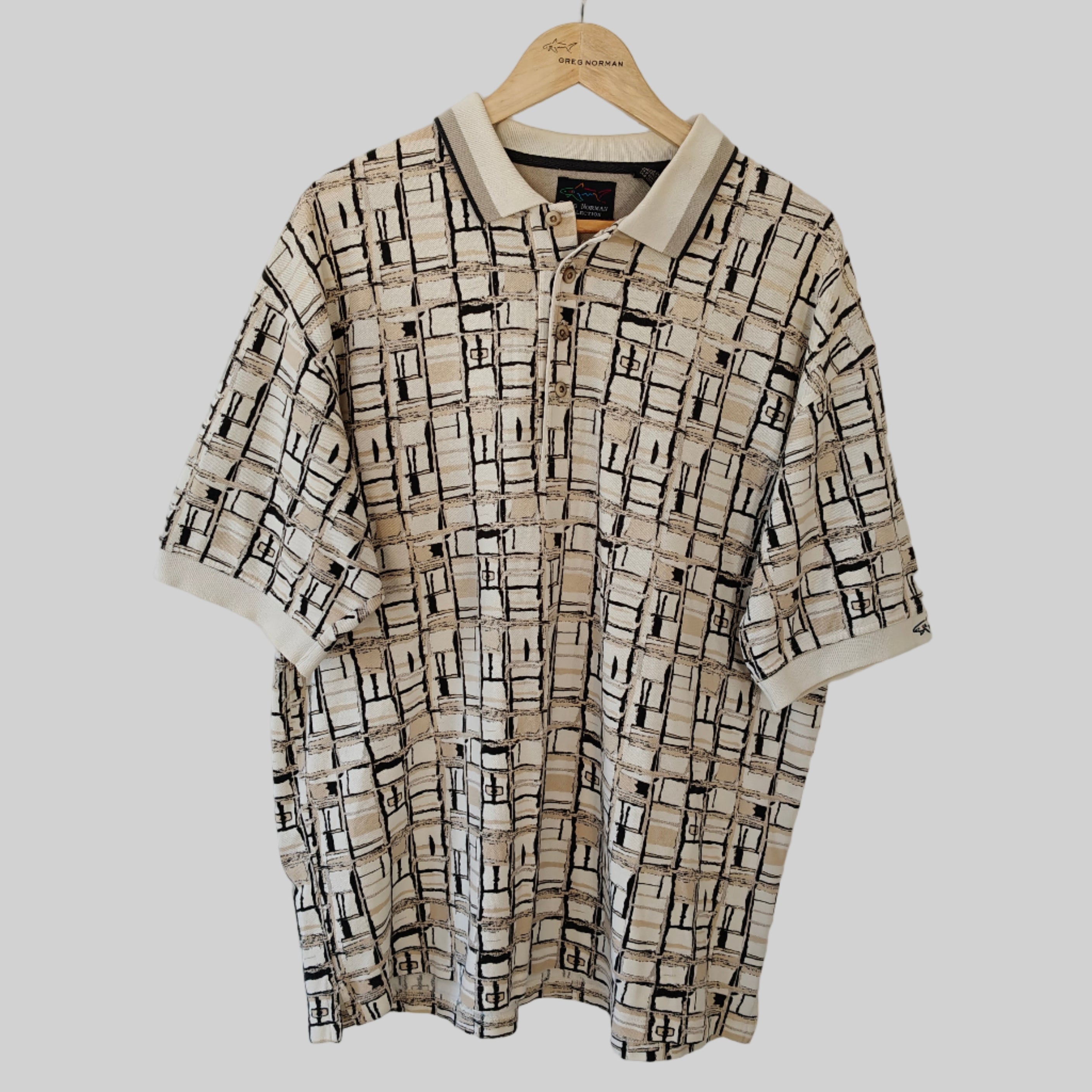 Greg Norman 90's Print Golf Polo Shirt - Large