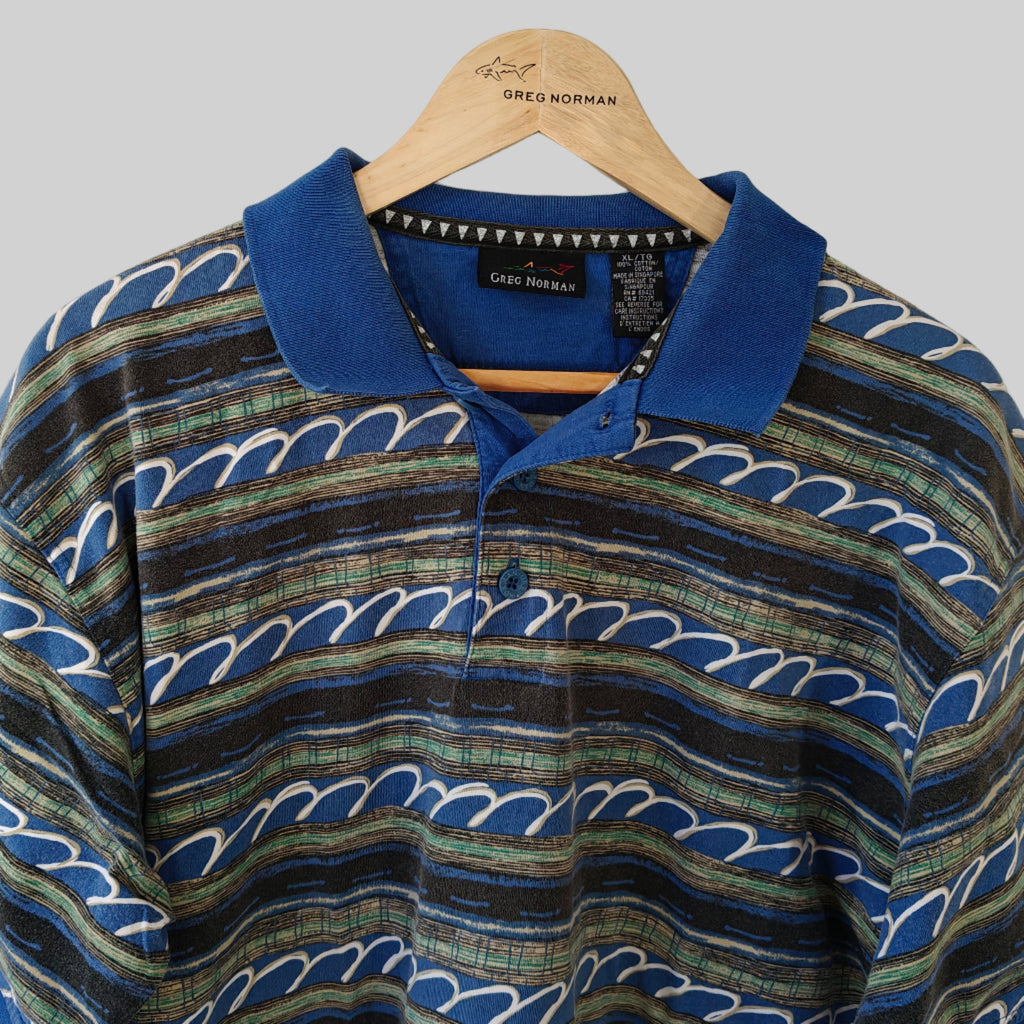 Greg Norman 90's Print Golf Polo Shirt - X-Large