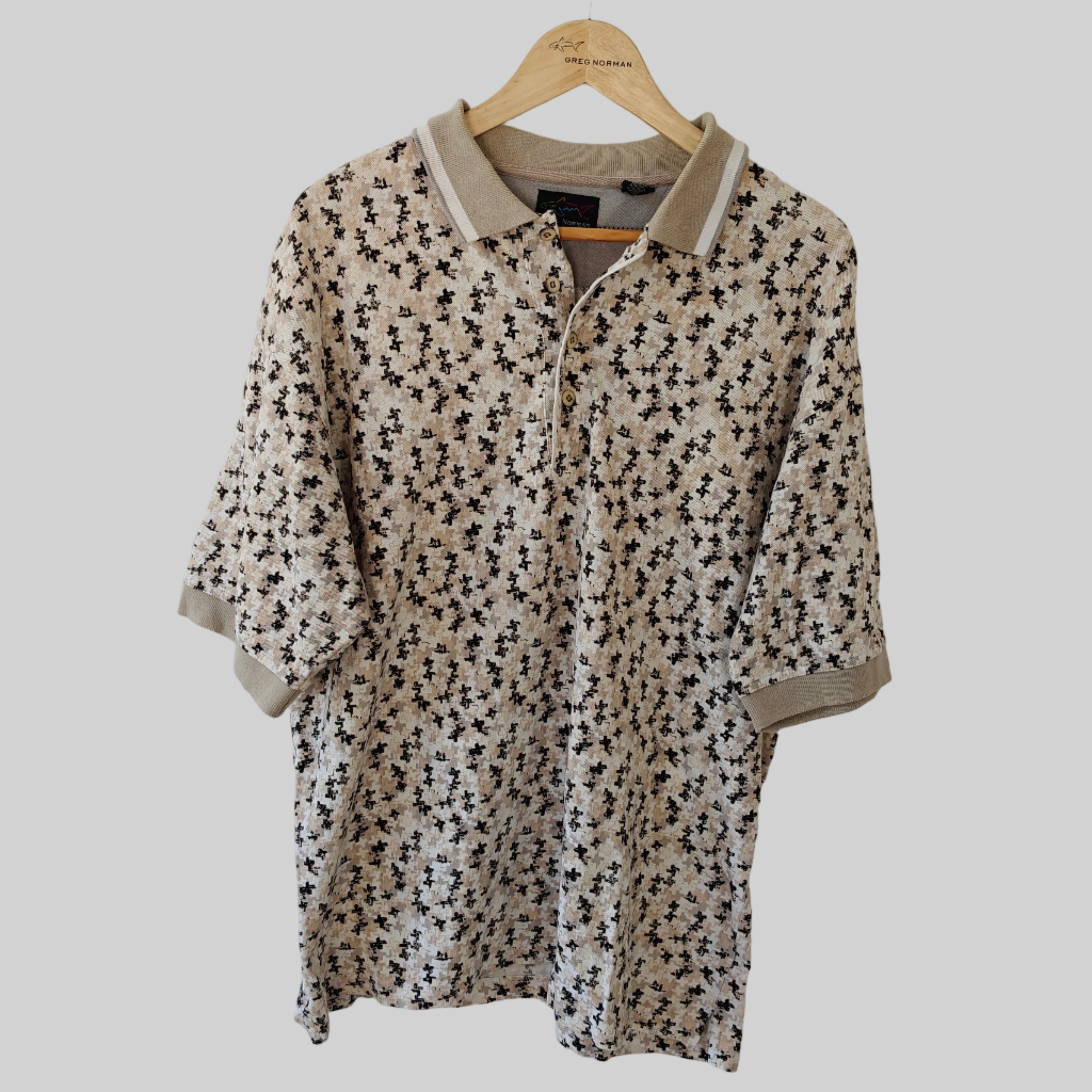 Greg Norman 90's Print Golf Polo Shirt - Large