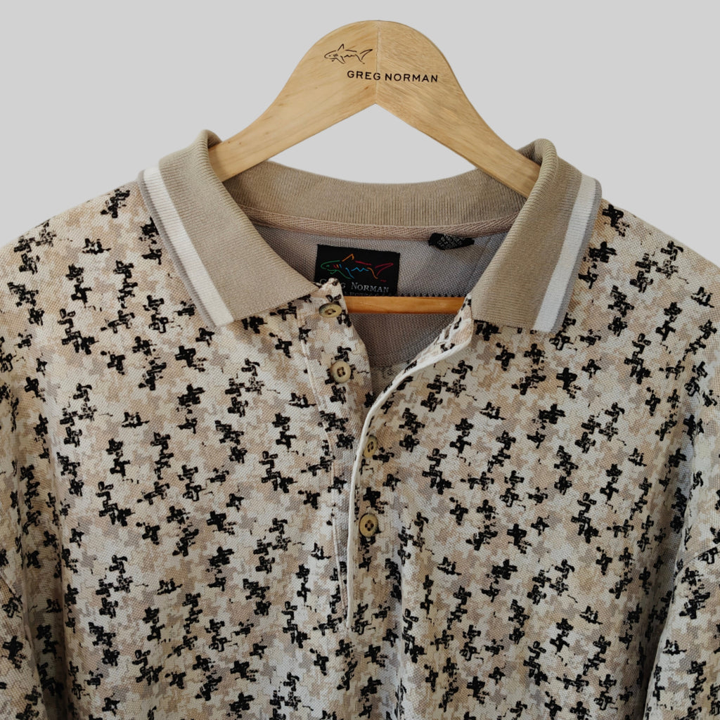 Greg Norman 90's Print Golf Polo Shirt - Large