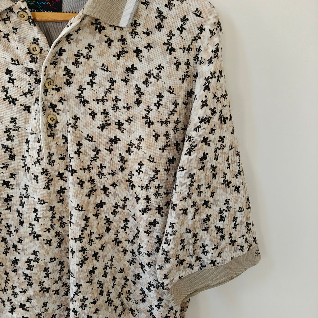 Greg Norman 90's Print Golf Polo Shirt - Large