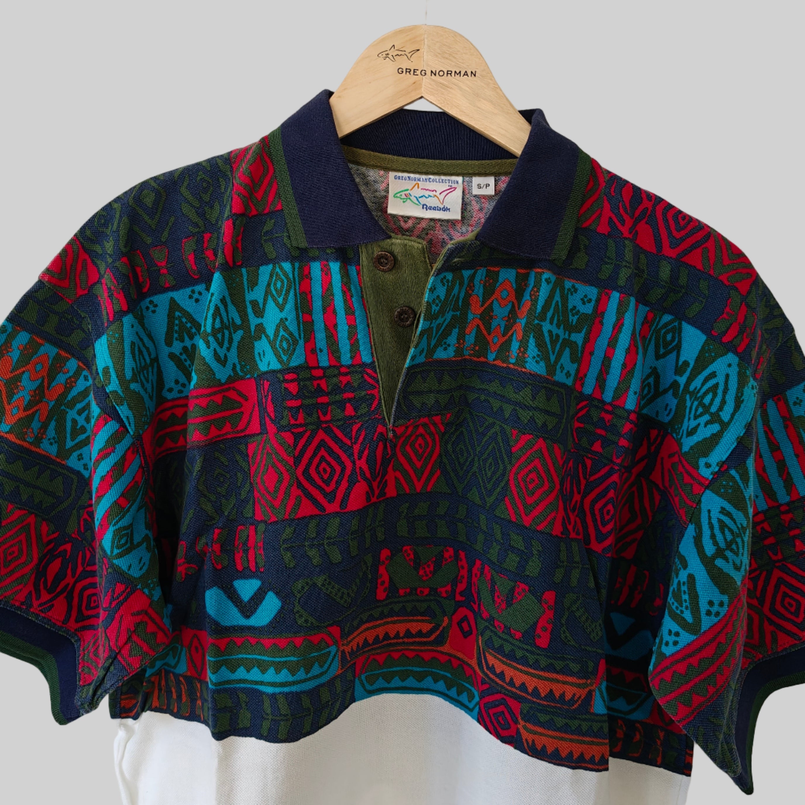 Greg Norman 90's Print Golf Polo Shirt - Small