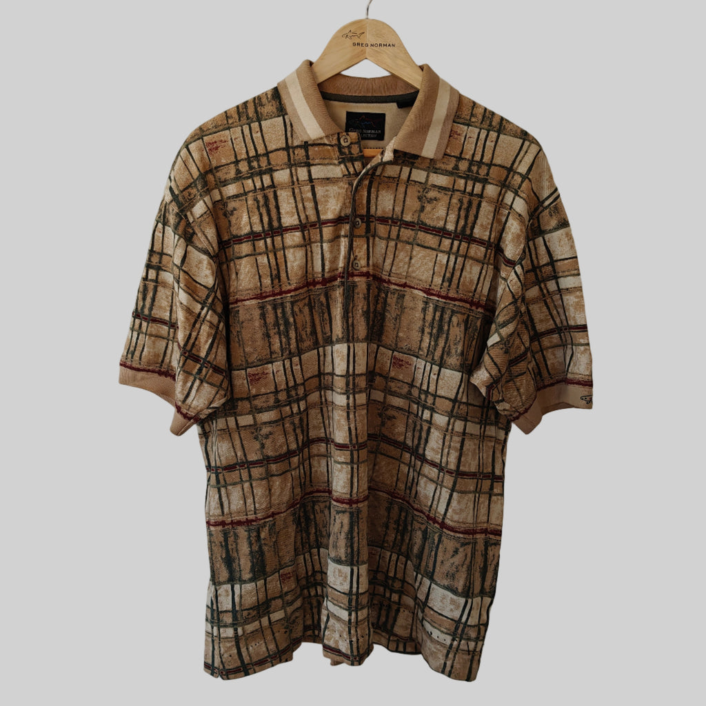 Greg Norman 90's Print Golf Polo Shirt - Large