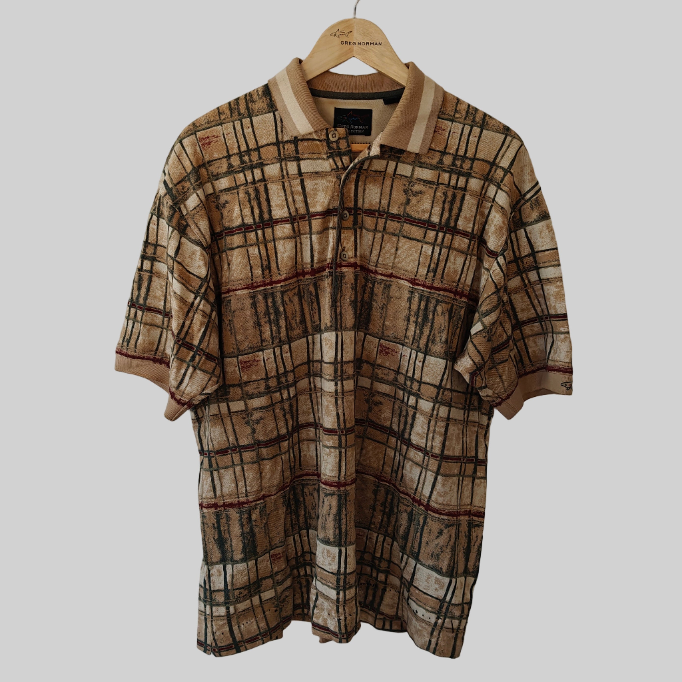 Greg Norman 90's Print Golf Polo Shirt - Large