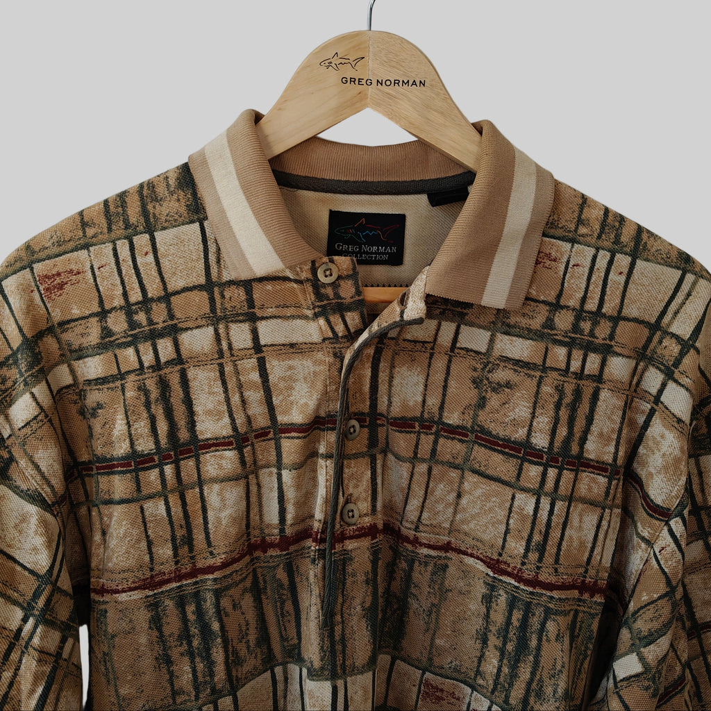 Greg Norman 90's Print Golf Polo Shirt - Large