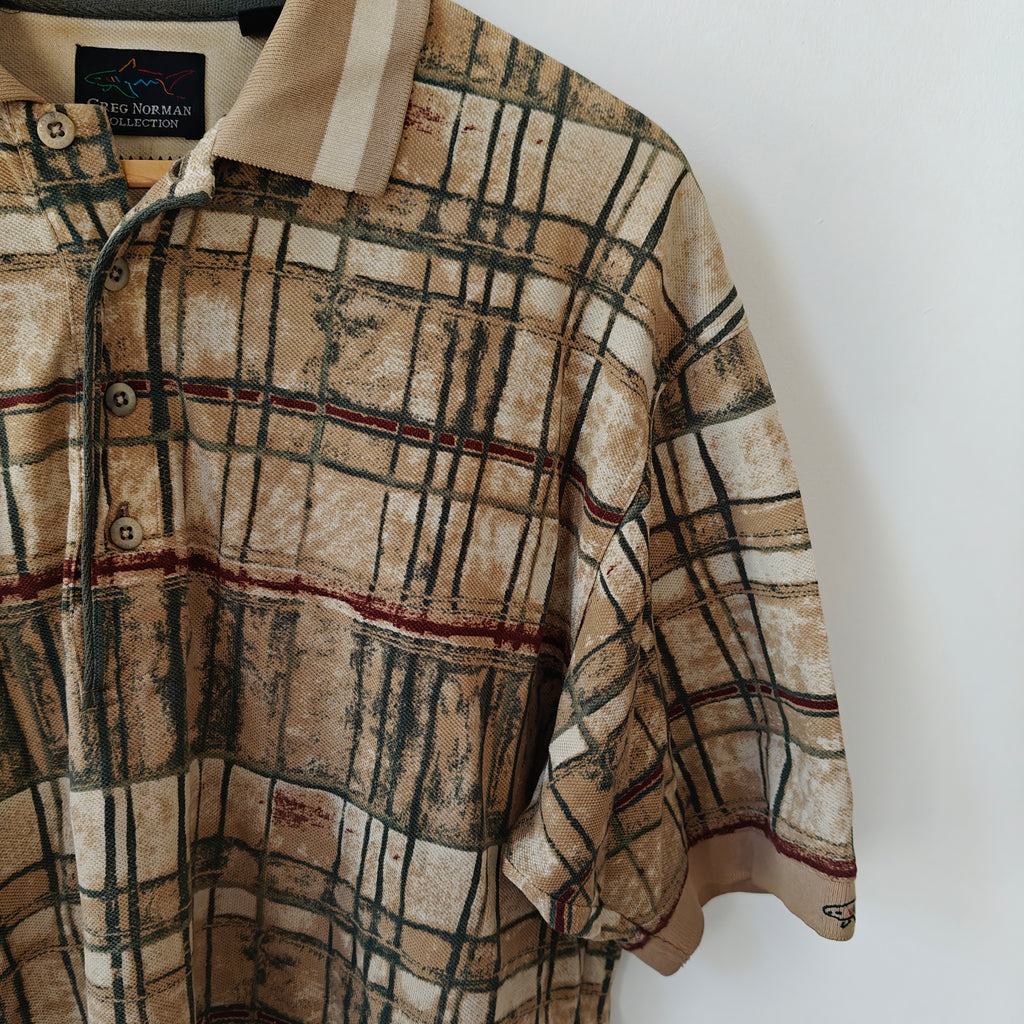 Greg Norman 90's Print Golf Polo Shirt - Large