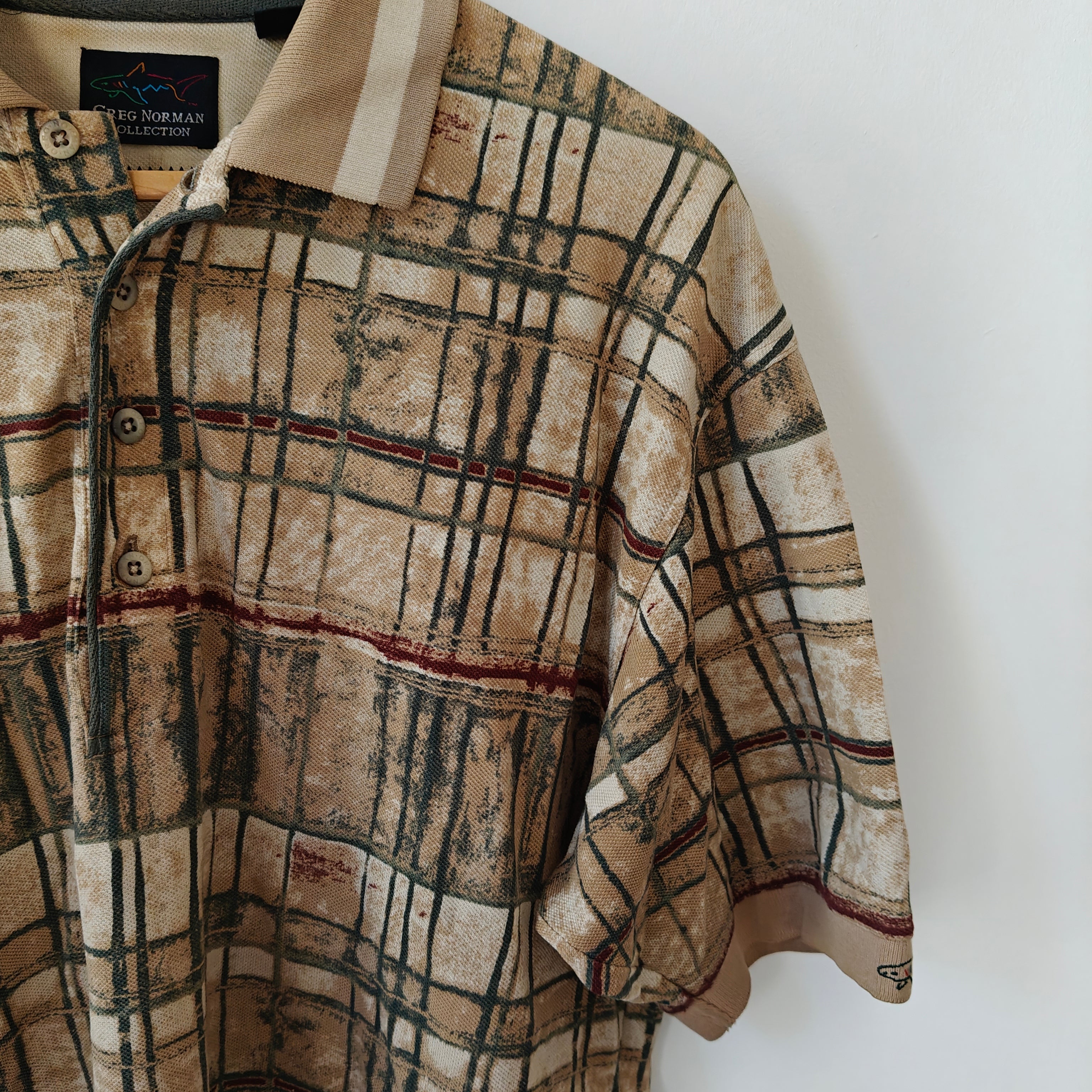 Greg Norman 90's Print Golf Polo Shirt - Large