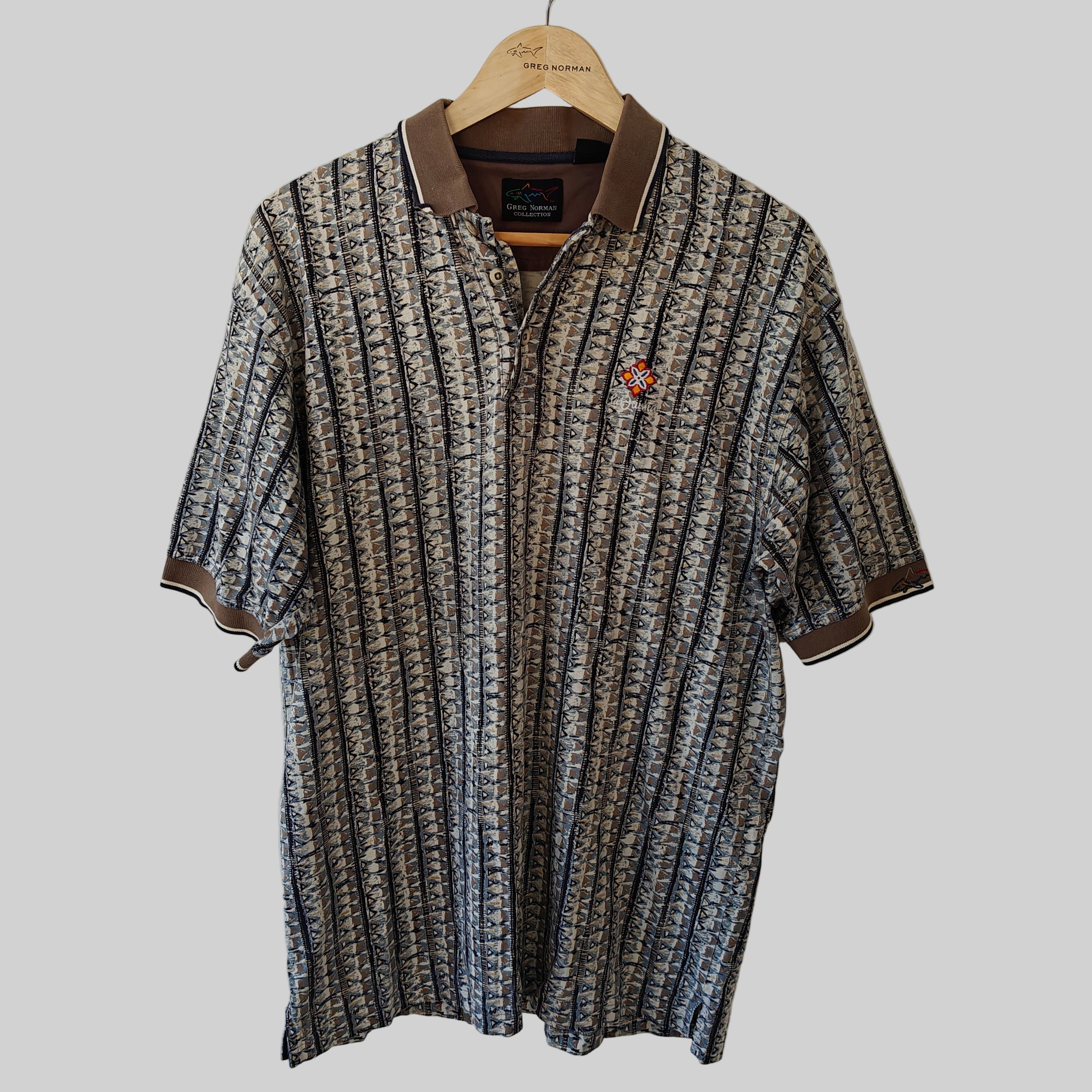Greg Norman 90's Print Golf Polo Shirt - Medium