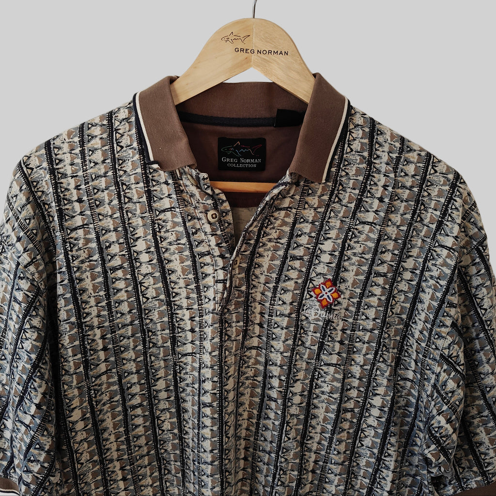 Greg Norman 90's Print Golf Polo Shirt - Medium