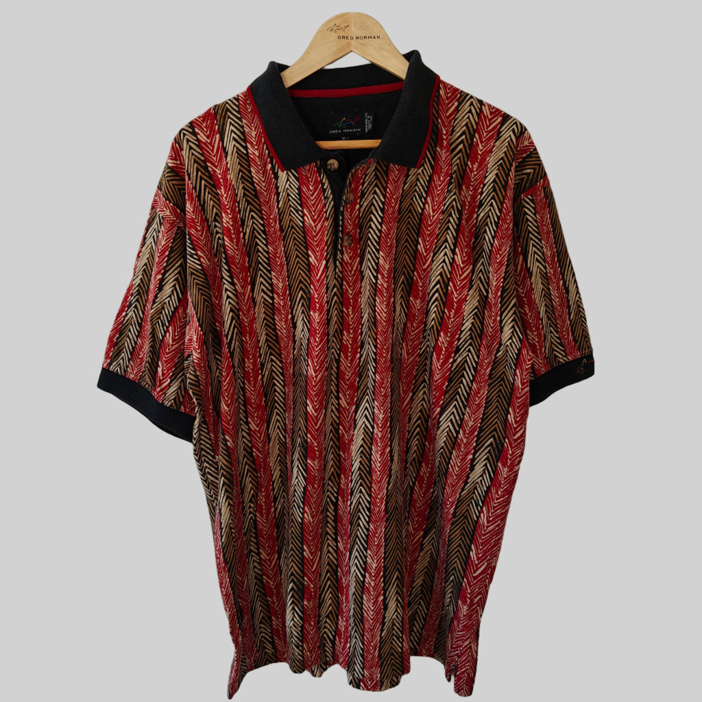 Greg Norman 90's Print Golf Polo Shirt - X-Large