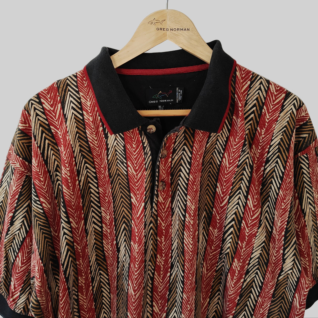 Greg Norman 90's Print Golf Polo Shirt - X-Large