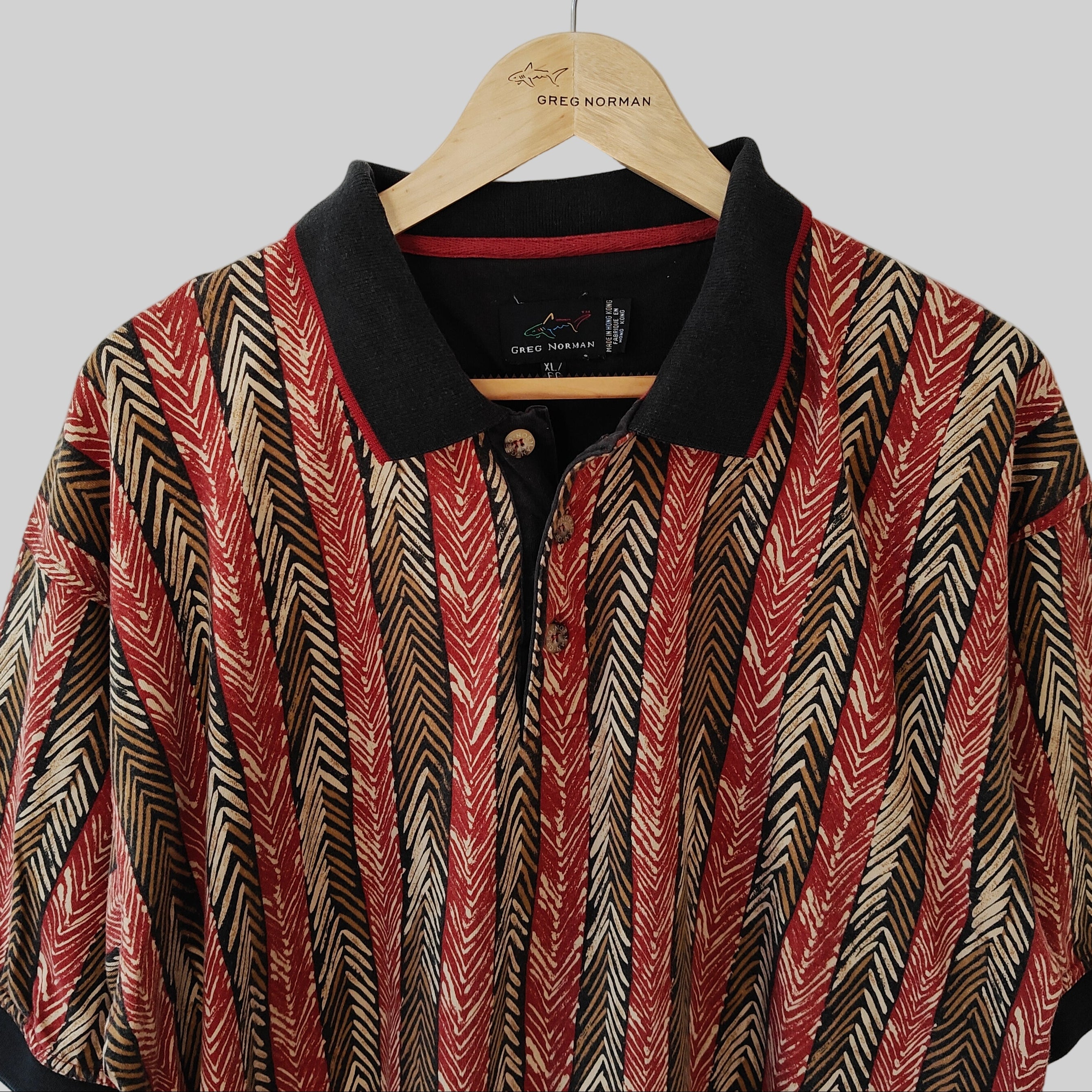 Greg Norman 90's Print Golf Polo Shirt - X-Large