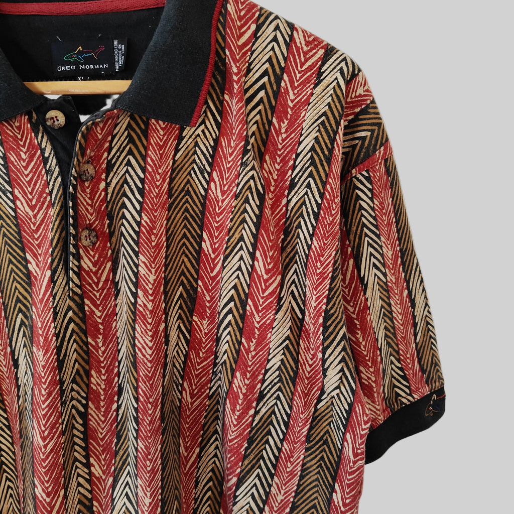 Greg Norman 90's Print Golf Polo Shirt - X-Large