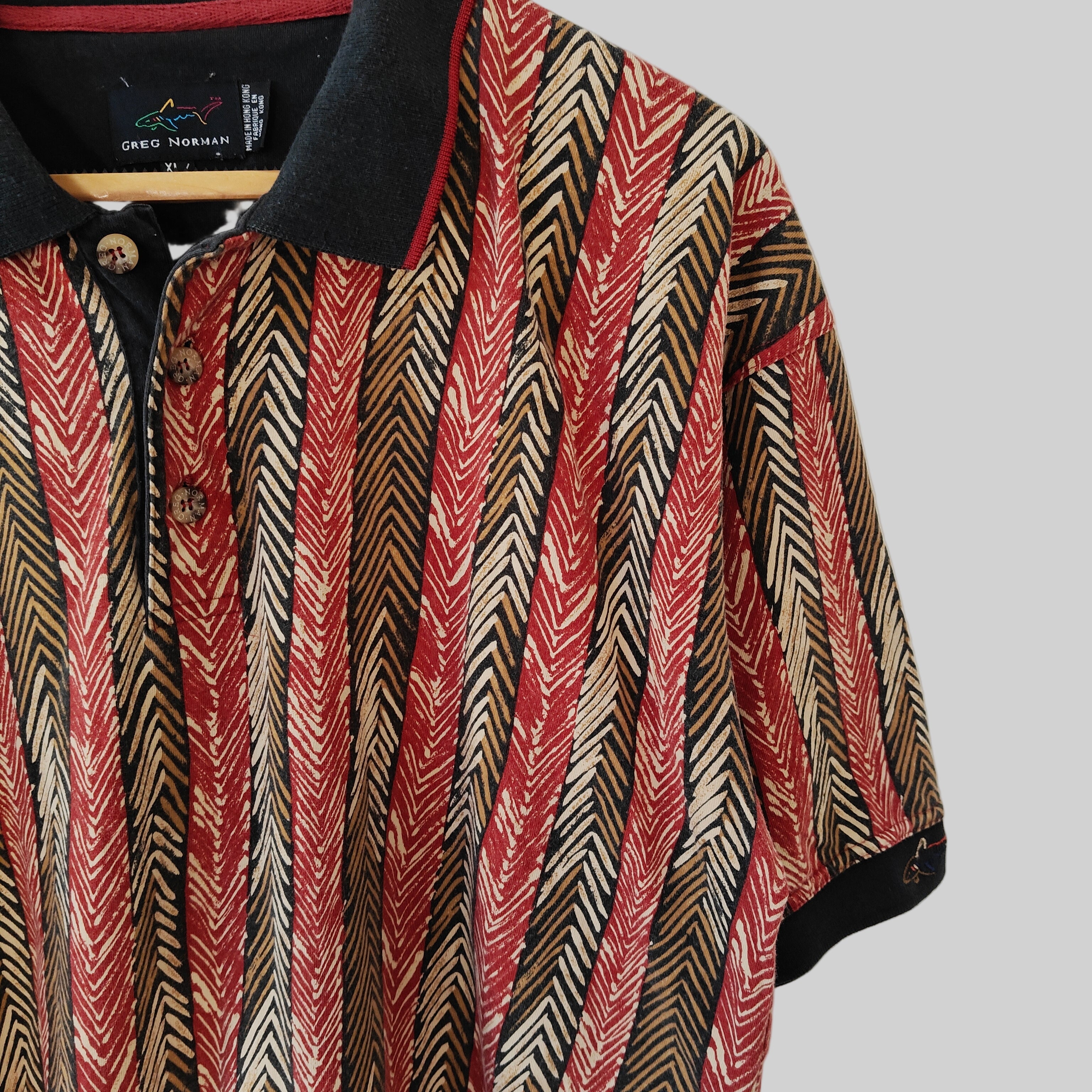 Greg Norman 90's Print Golf Polo Shirt - X-Large