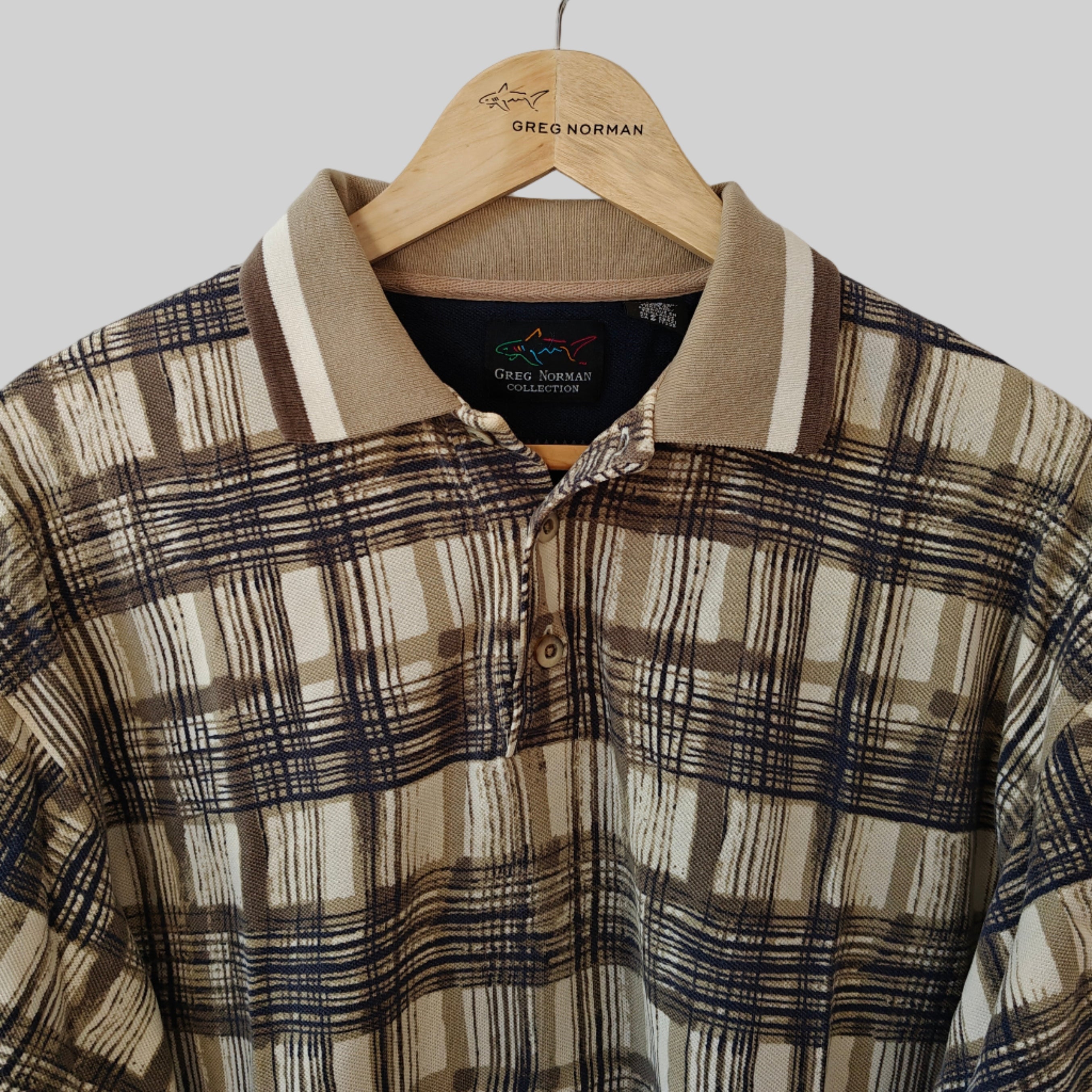 Greg Norman 90's Print Golf Polo Shirt - Large