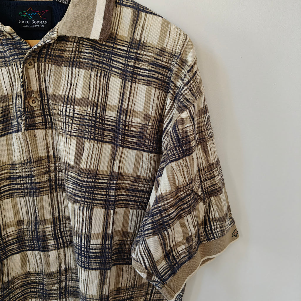 Greg Norman 90's Print Golf Polo Shirt - Large