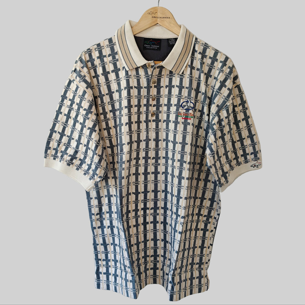 Greg Norman 90's Print Golf Polo Shirt - Medium