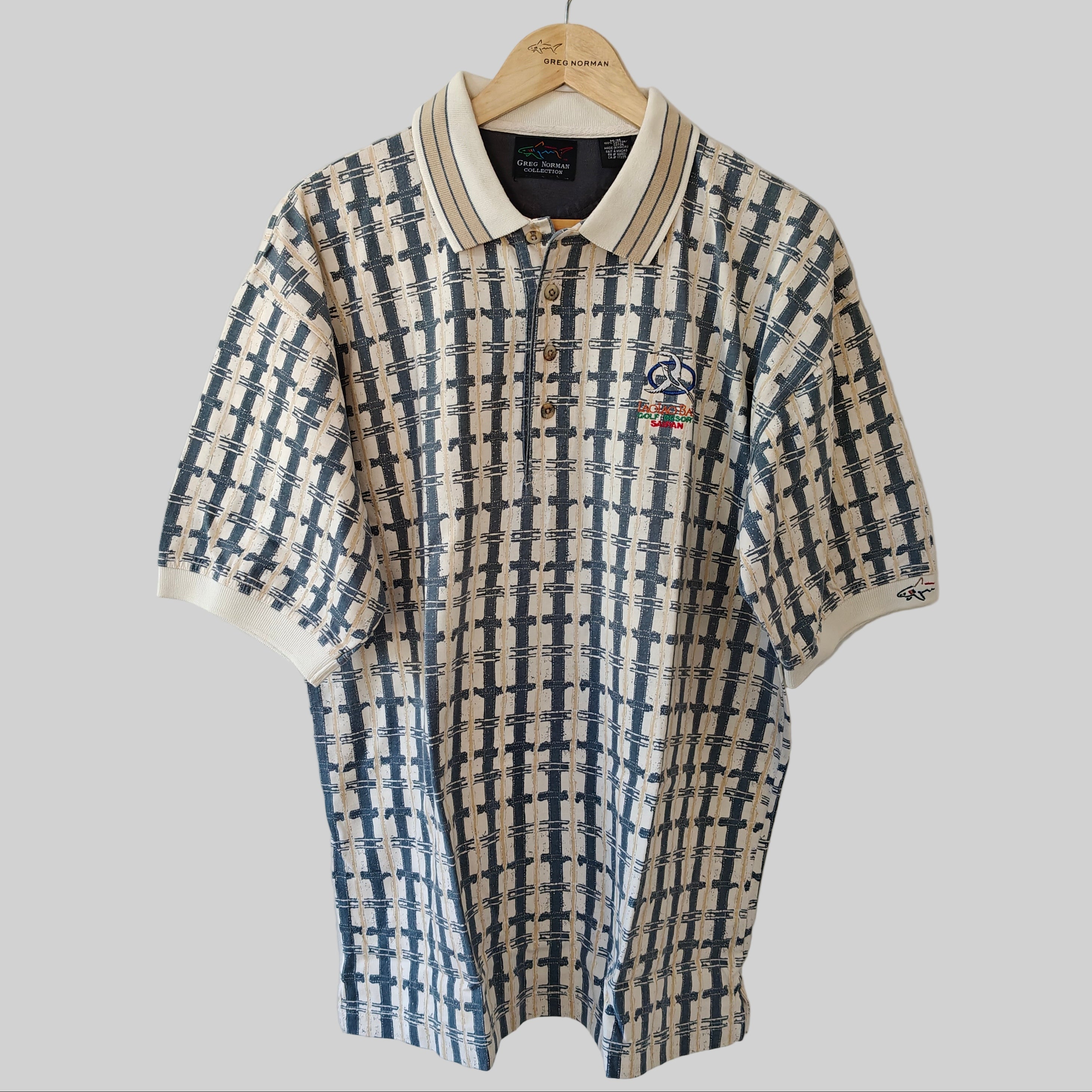 Greg Norman 90's Print Golf Polo Shirt - Medium