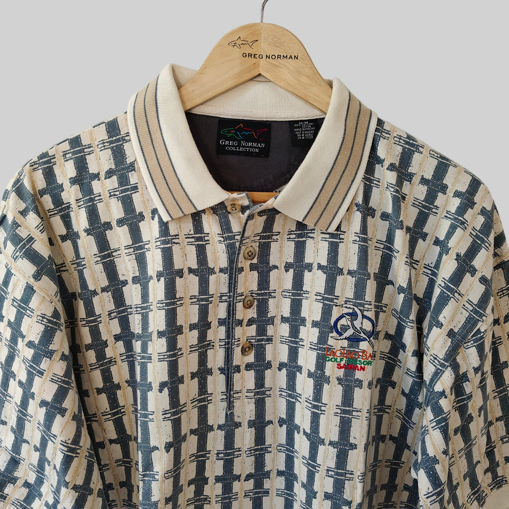 Greg Norman 90's Print Golf Polo Shirt - Medium