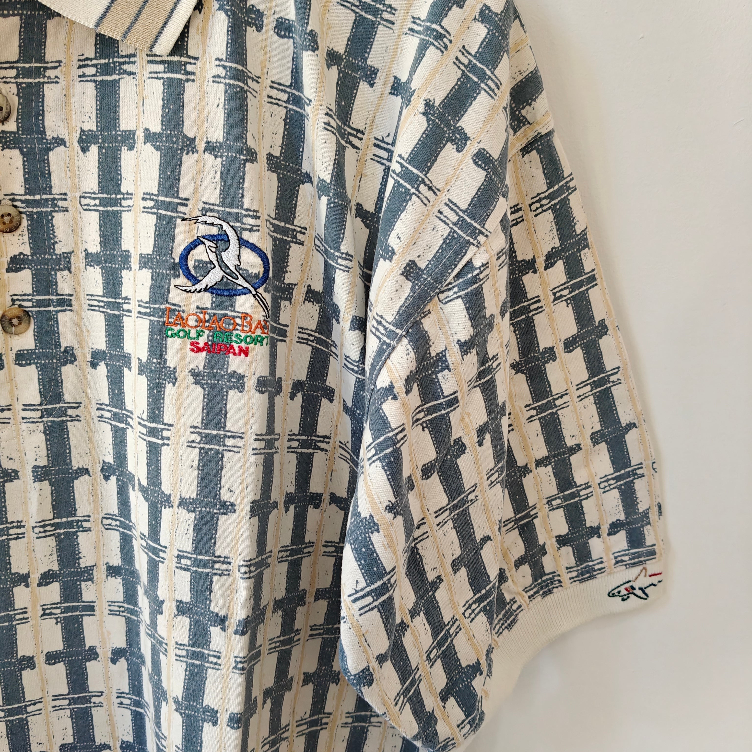 Greg Norman 90's Print Golf Polo Shirt - Medium