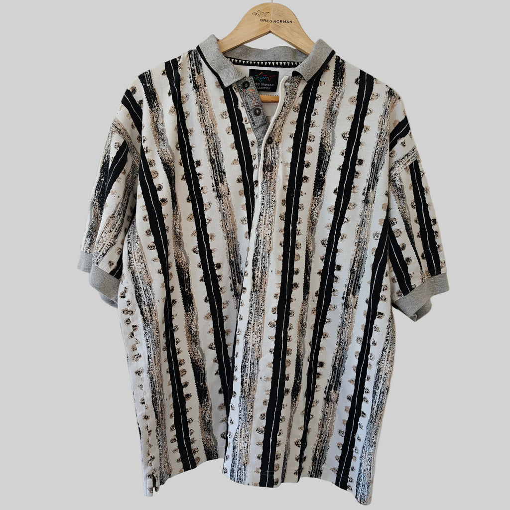 Greg Norman 90's Print Golf Polo Shirt - Large