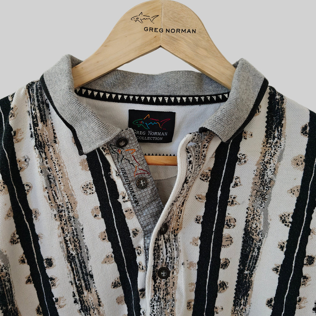 Greg Norman 90's Print Golf Polo Shirt - Large