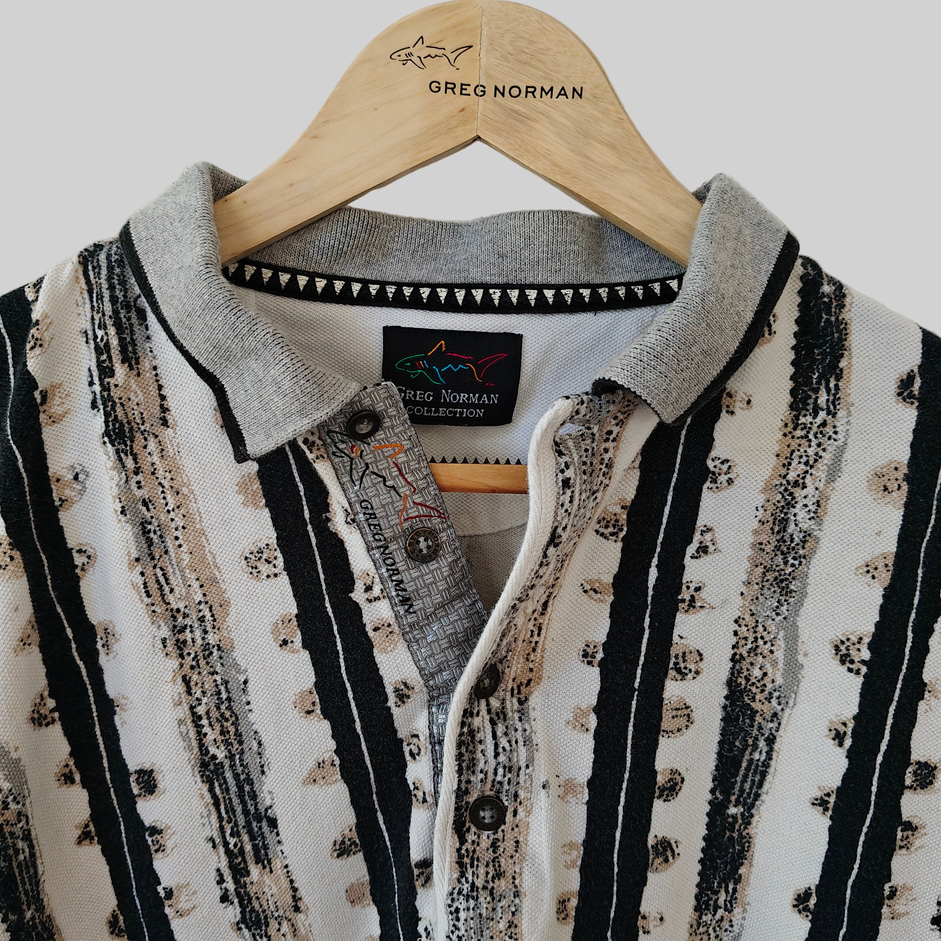 Greg Norman 90's Print Golf Polo Shirt - Large