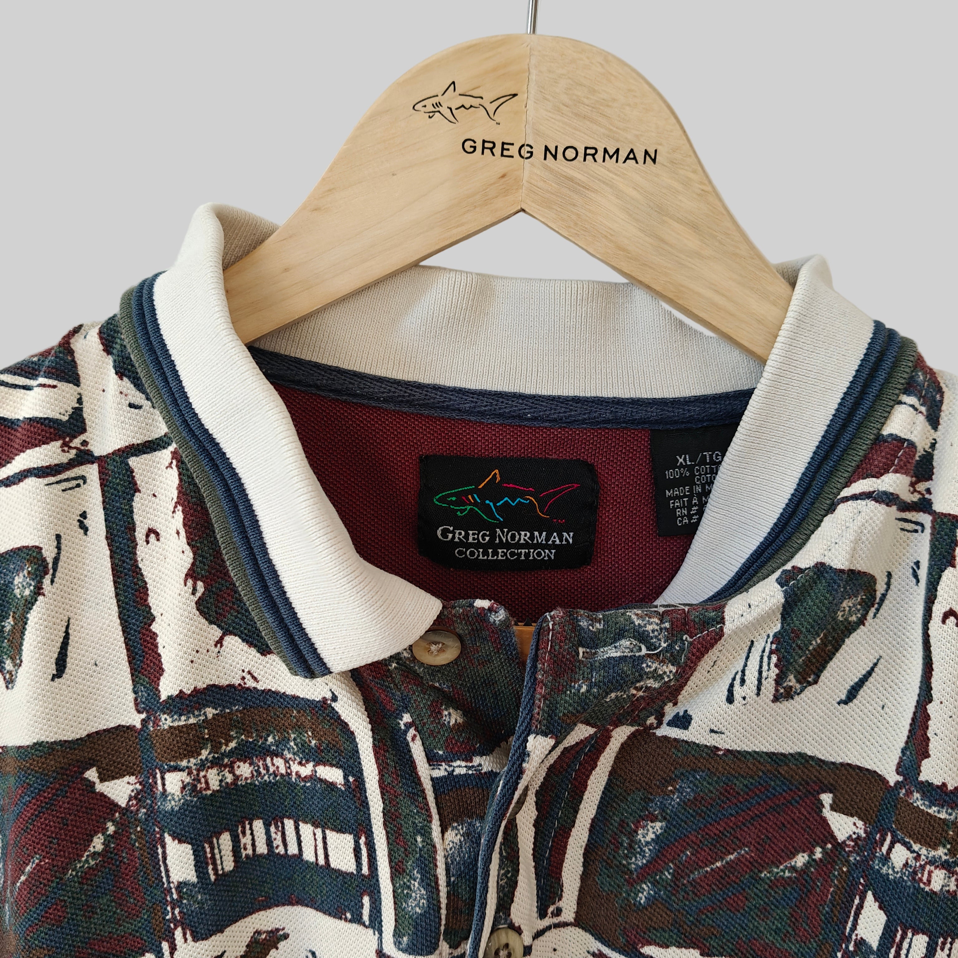 Greg Norman 90's Print Golf Polo Shirt - XX-Large