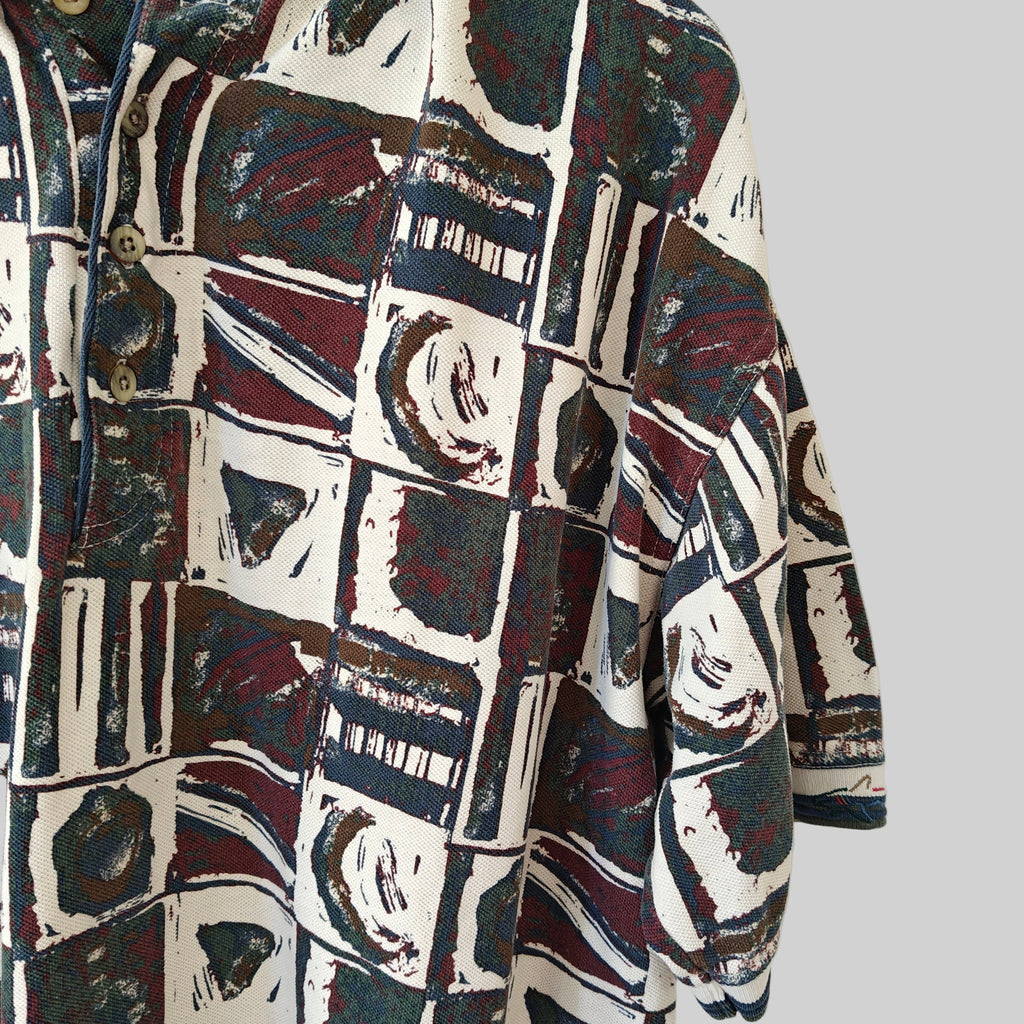Greg Norman 90's Print Golf Polo Shirt - X-Large