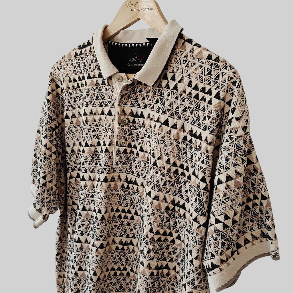 Greg Norman 90's Print Golf Polo Shirt - X-Large