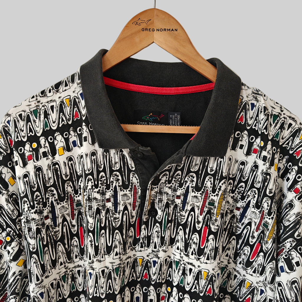 Greg Norman 90's Print Golf Polo Shirt - X-Large