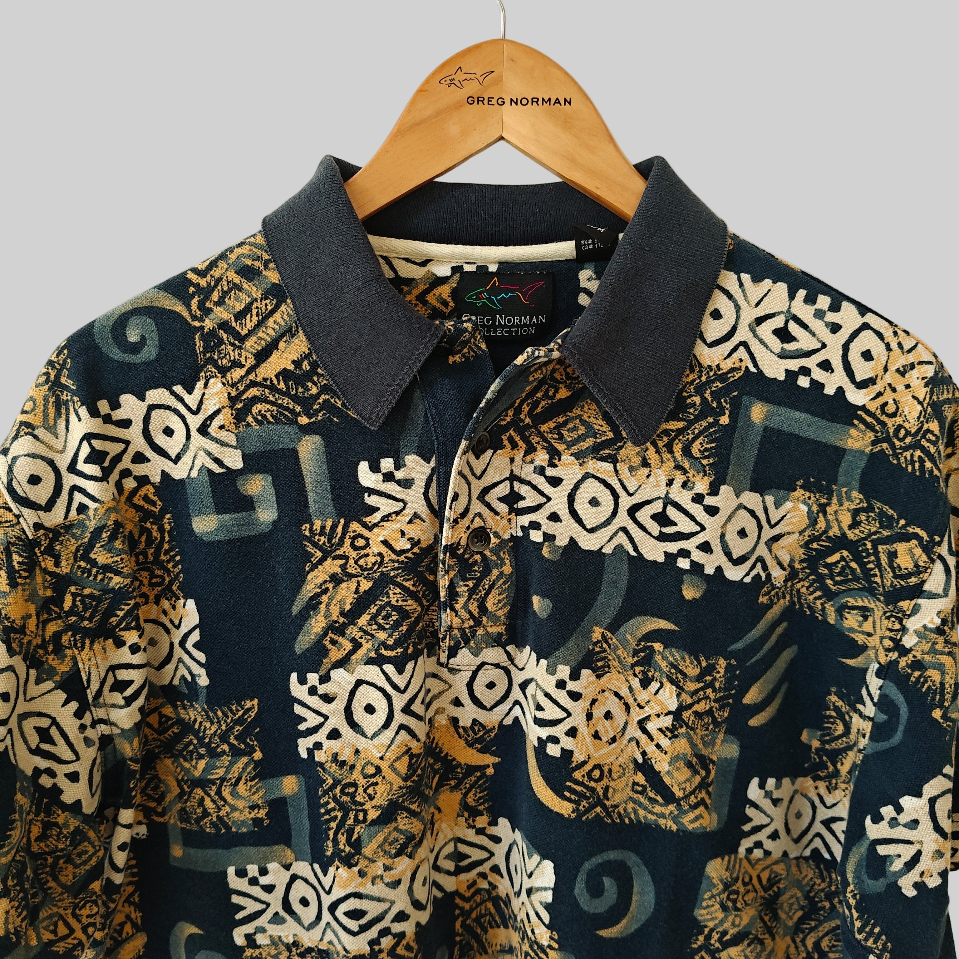 Greg Norman 90's Print Golf Polo Shirt - Medium