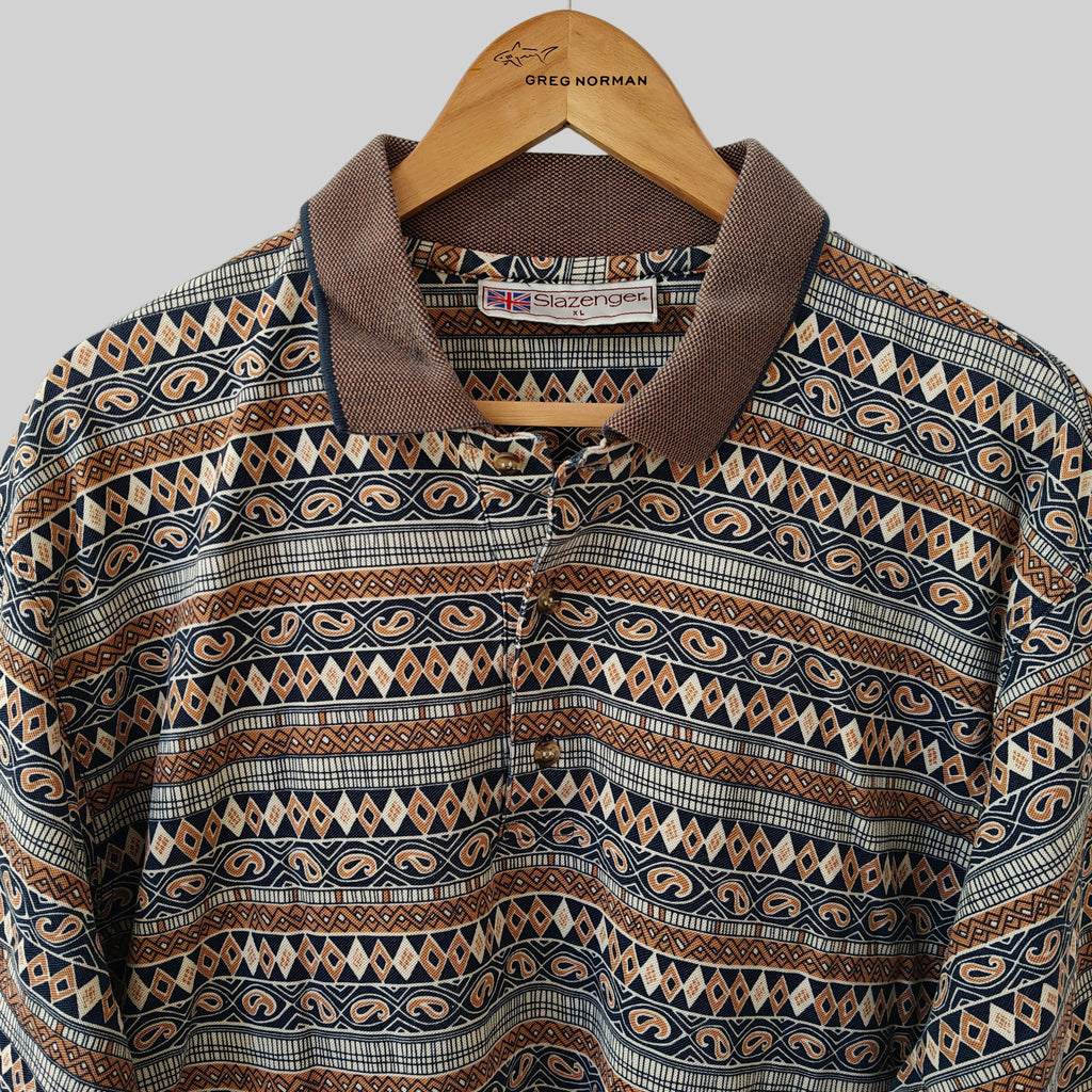 Slazenger 90s Print Golf Polo Shirt - X-Large