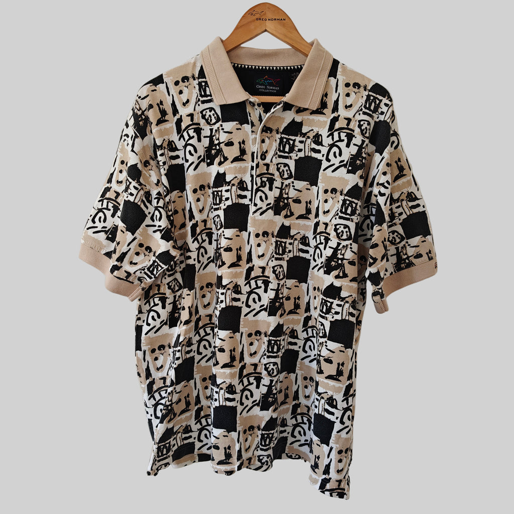 Greg Norman 90's Print Golf Polo Shirt - Large