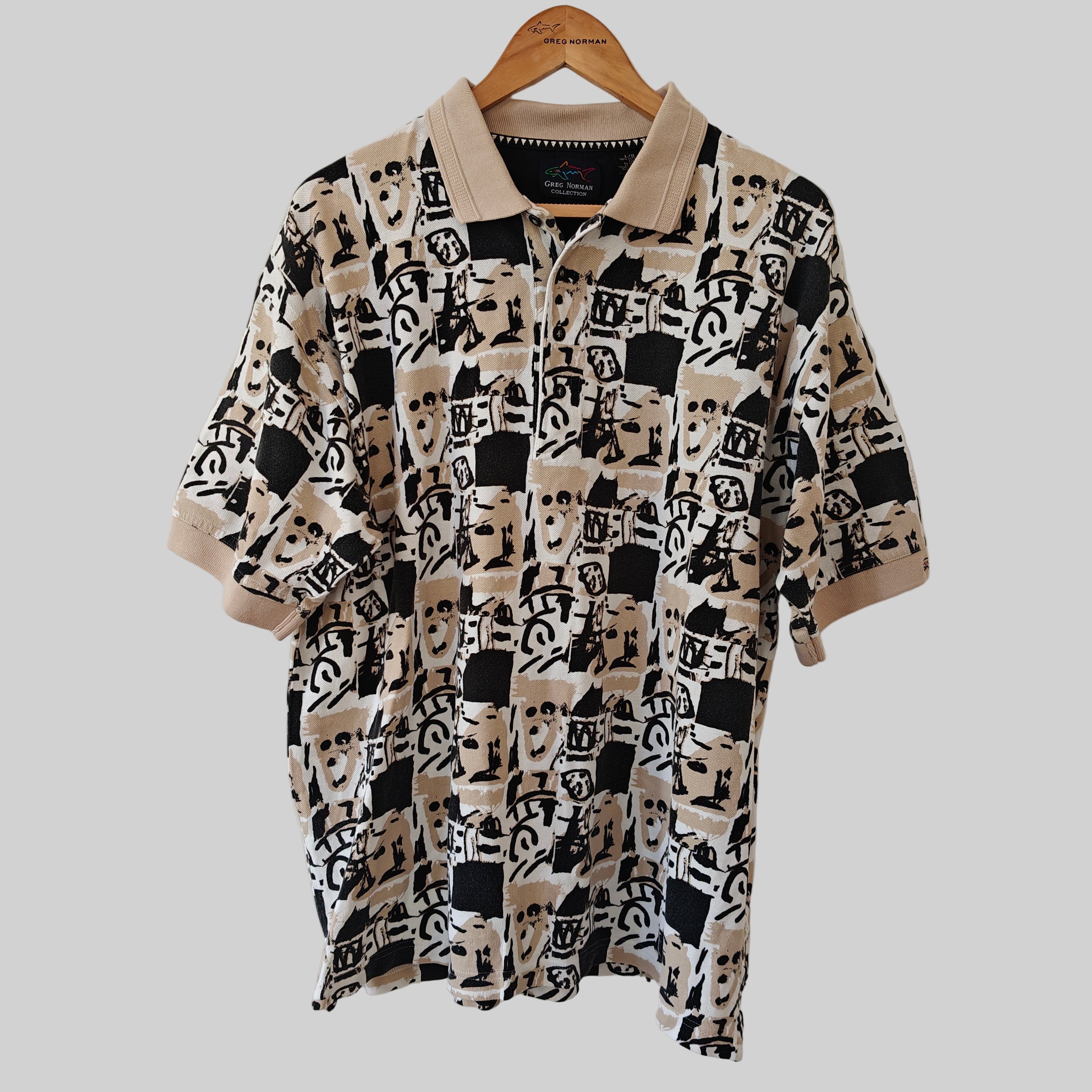 Greg Norman 90's Print Golf Polo Shirt - Large