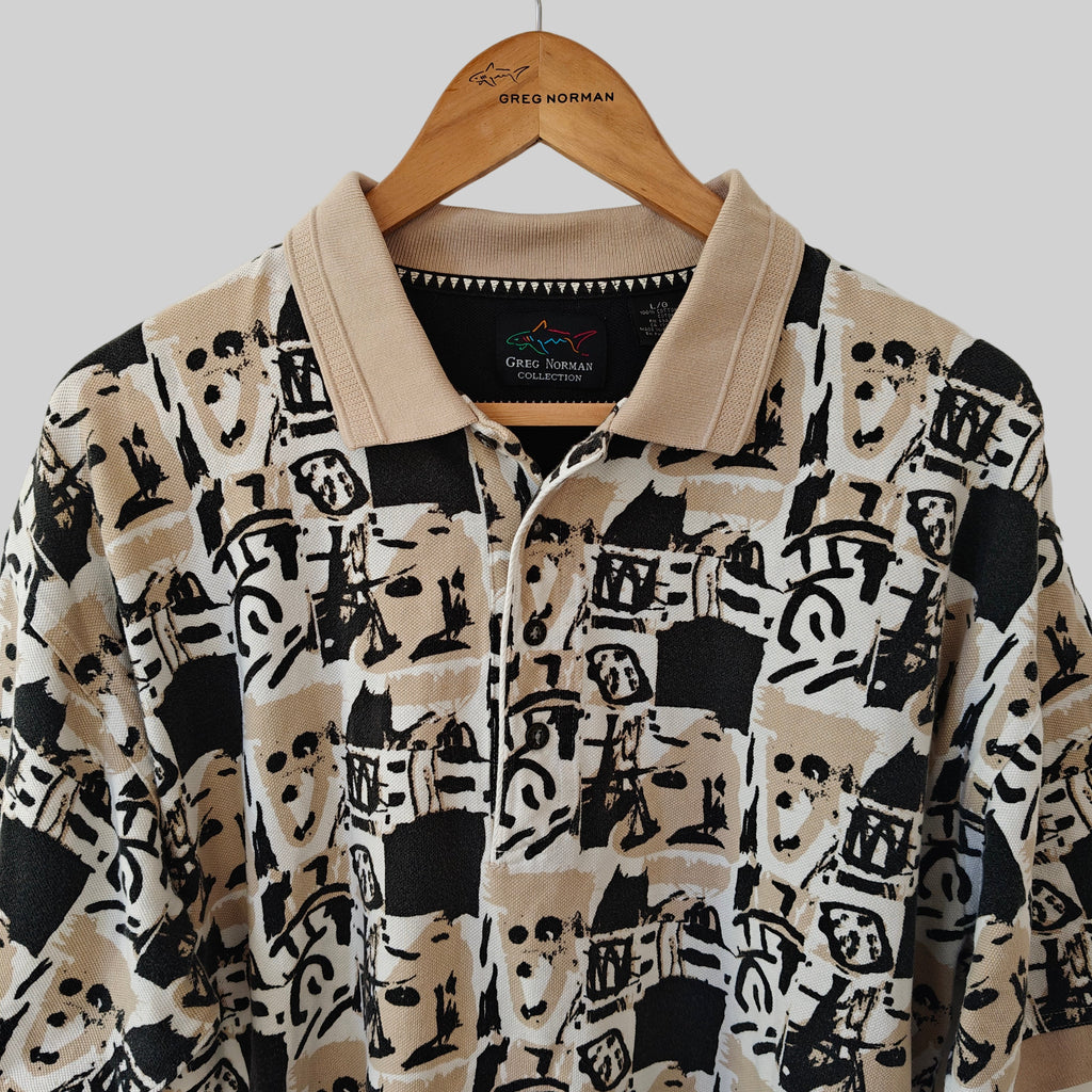 Greg Norman 90's Print Golf Polo Shirt - Large