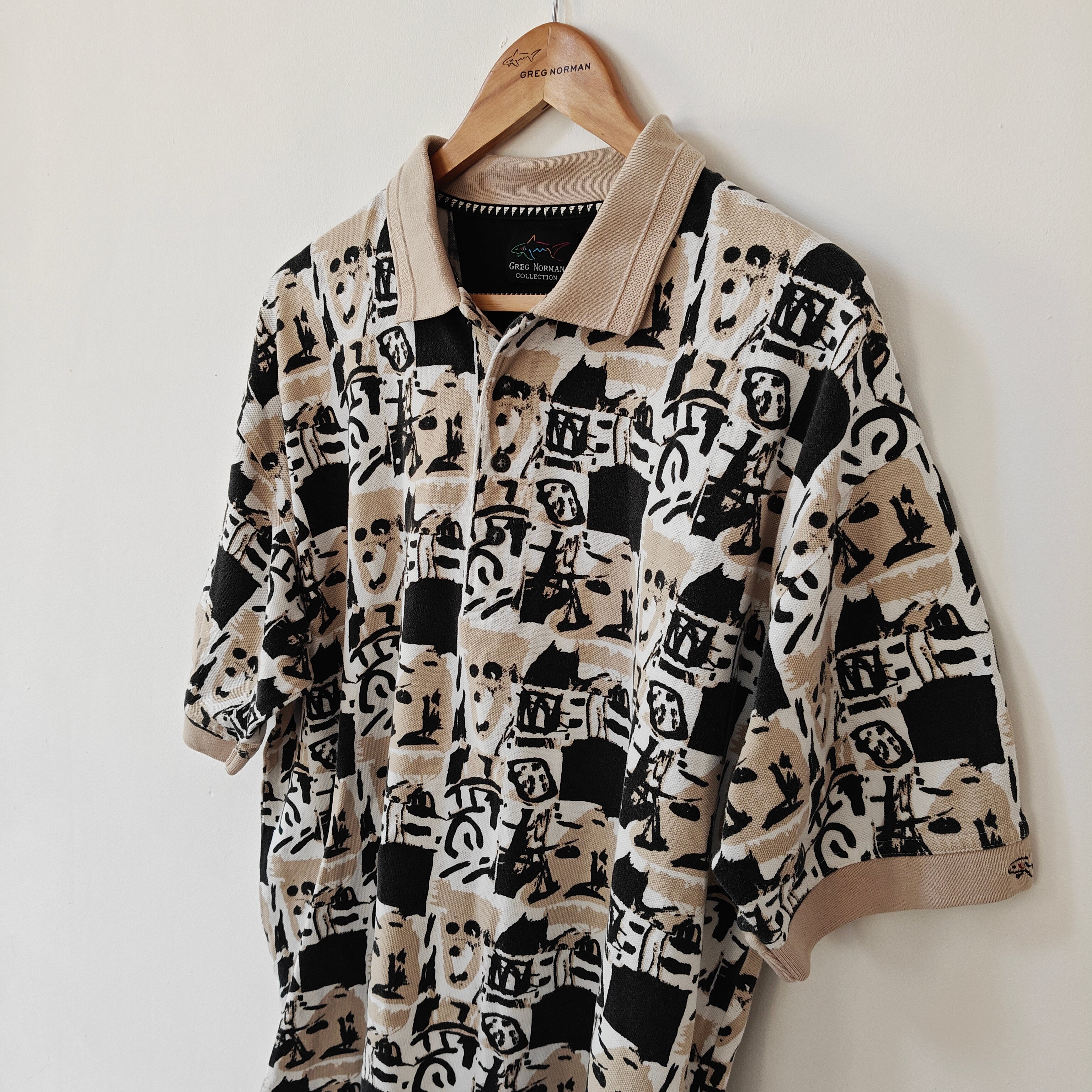 Greg Norman 90's Print Golf Polo Shirt - Large