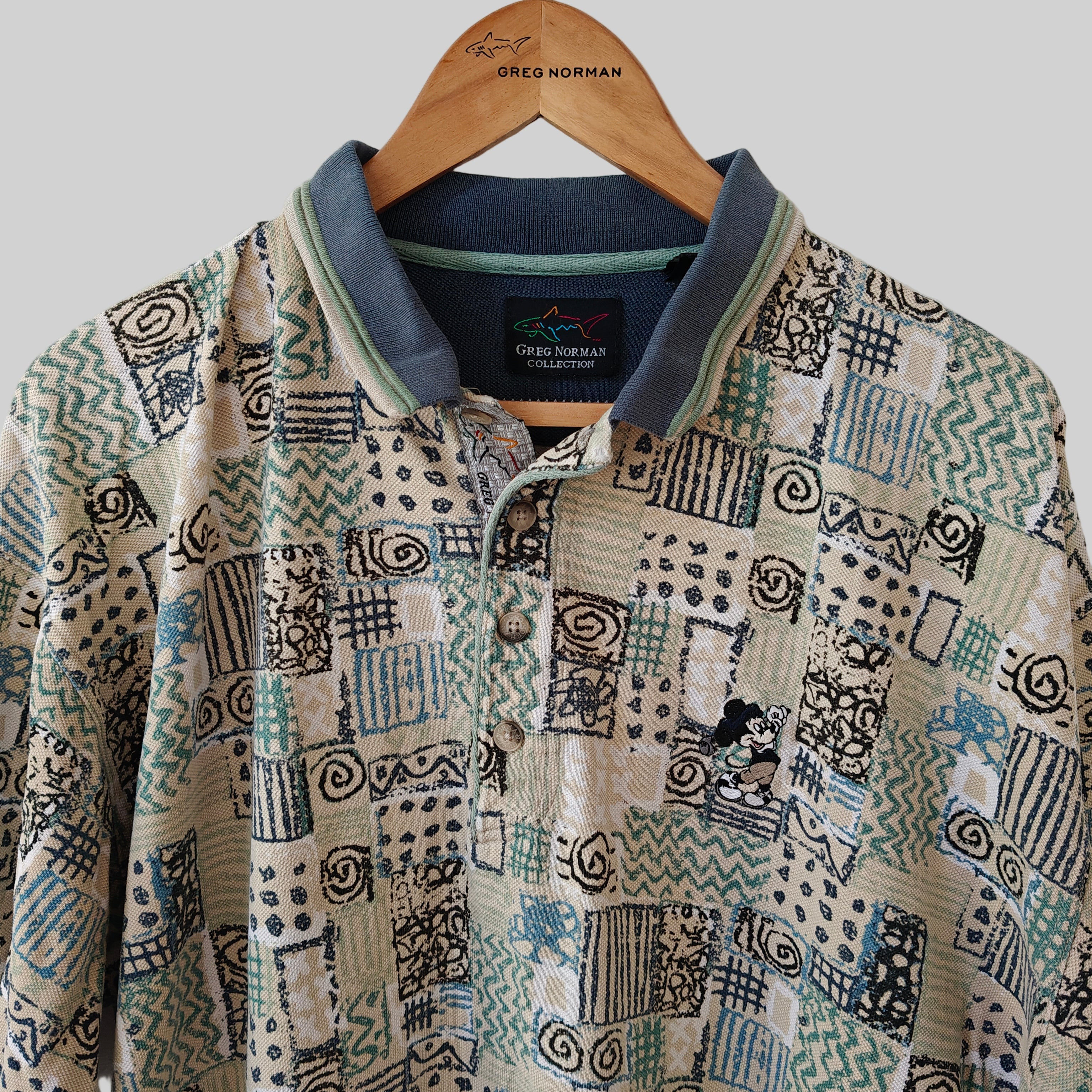 Greg Norman 90's Print Golf Polo Shirt - Large