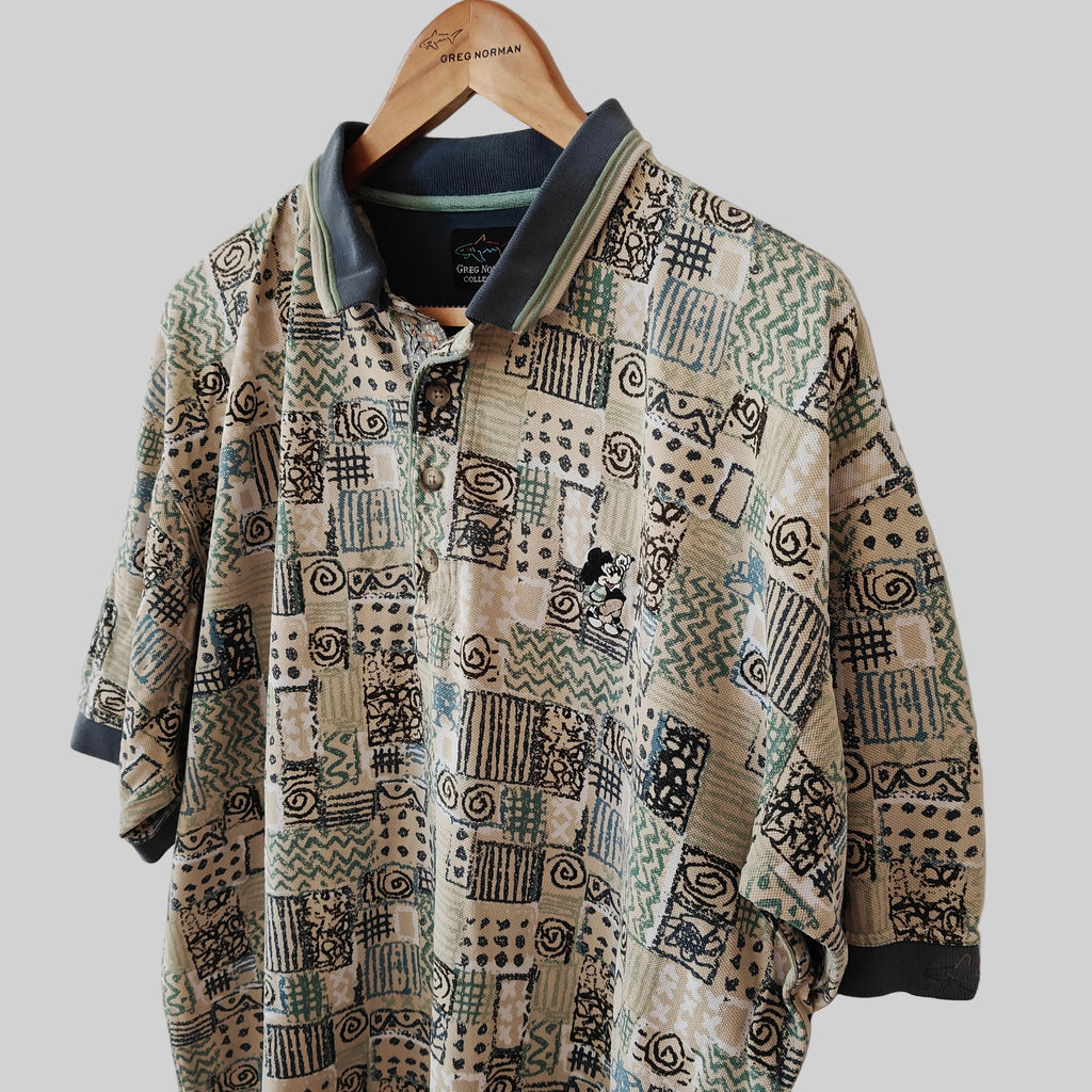 Greg Norman 90's Print Golf Polo Shirt - Large