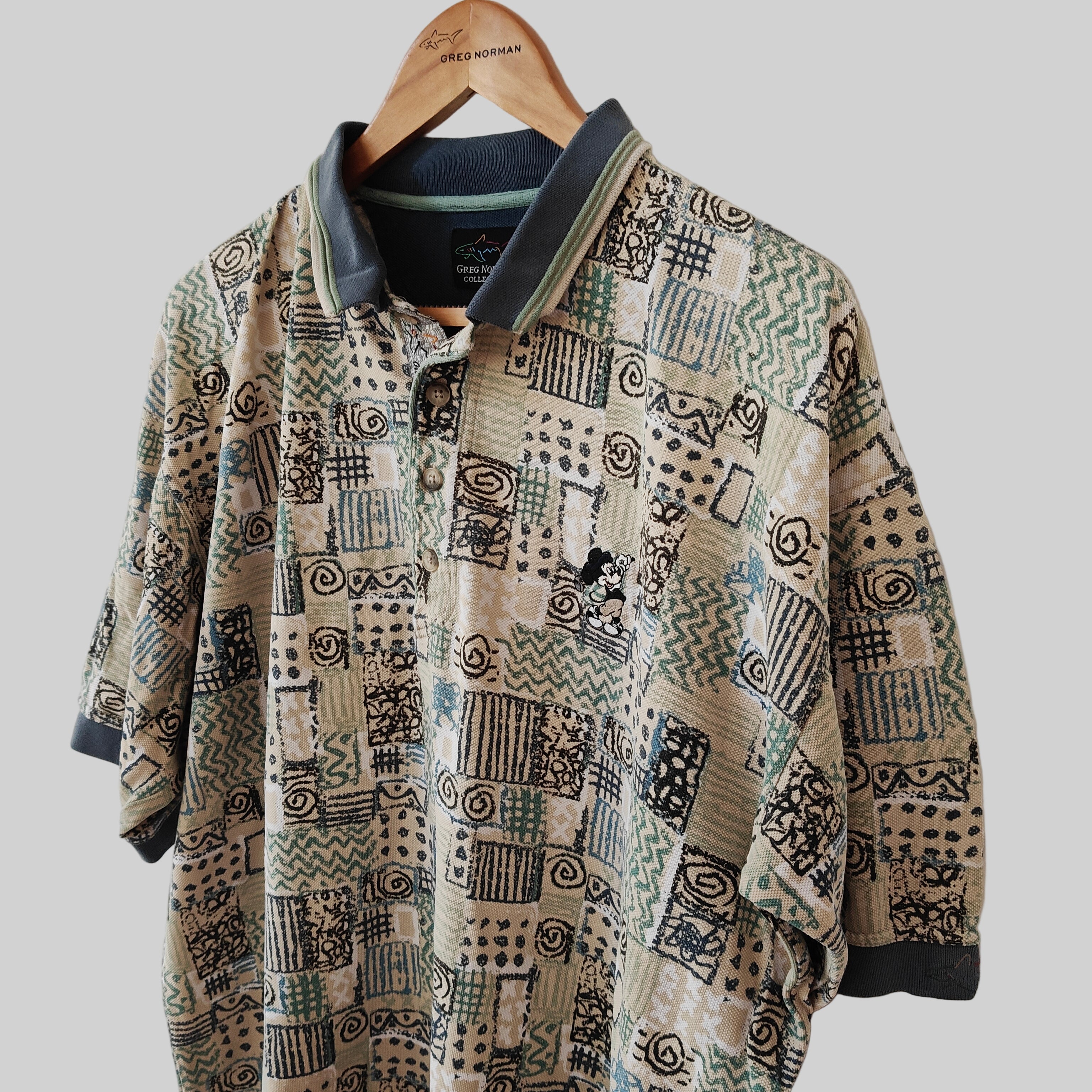 Greg Norman 90's Print Golf Polo Shirt - Large