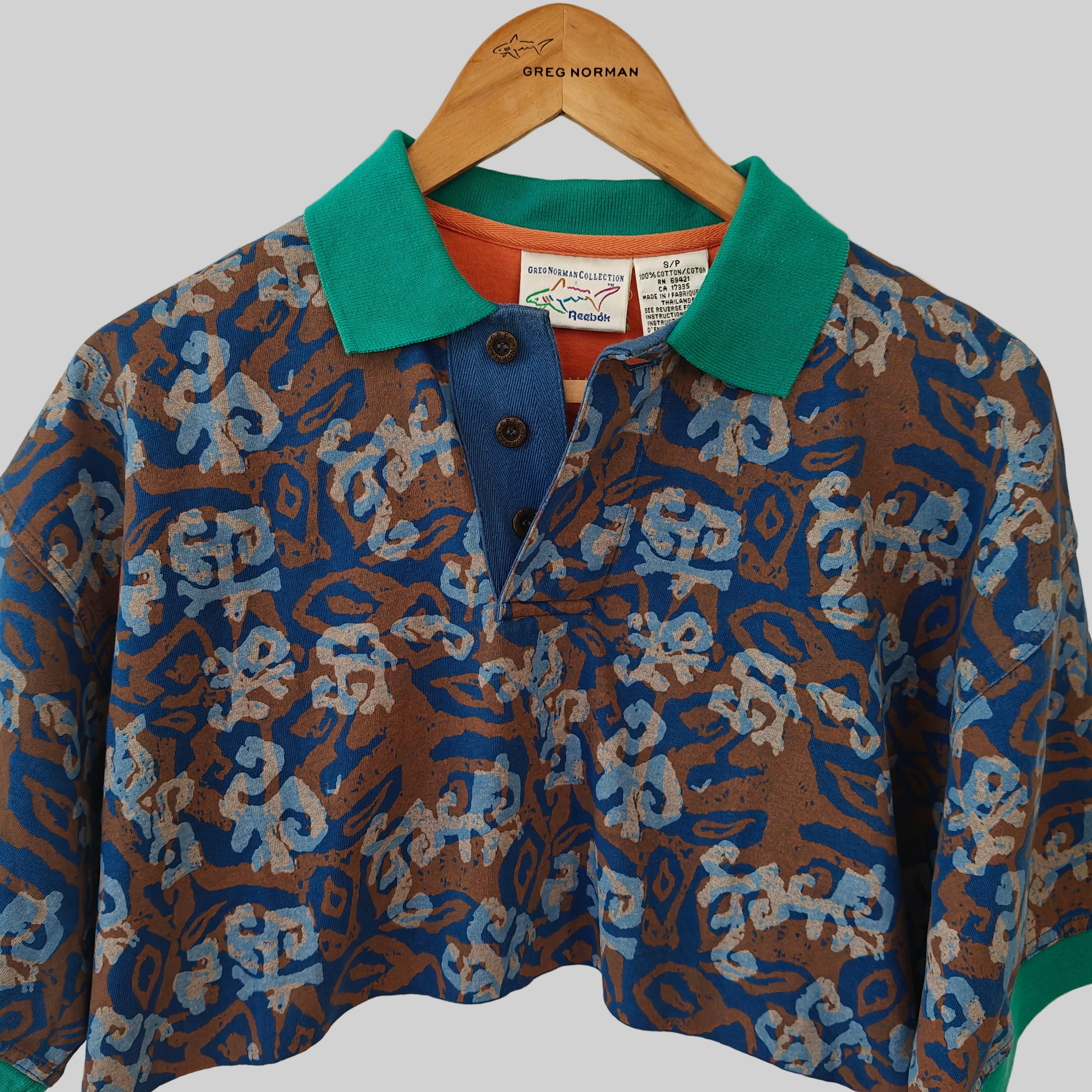 Greg Norman 90's Print Golf Polo Shirt - Small