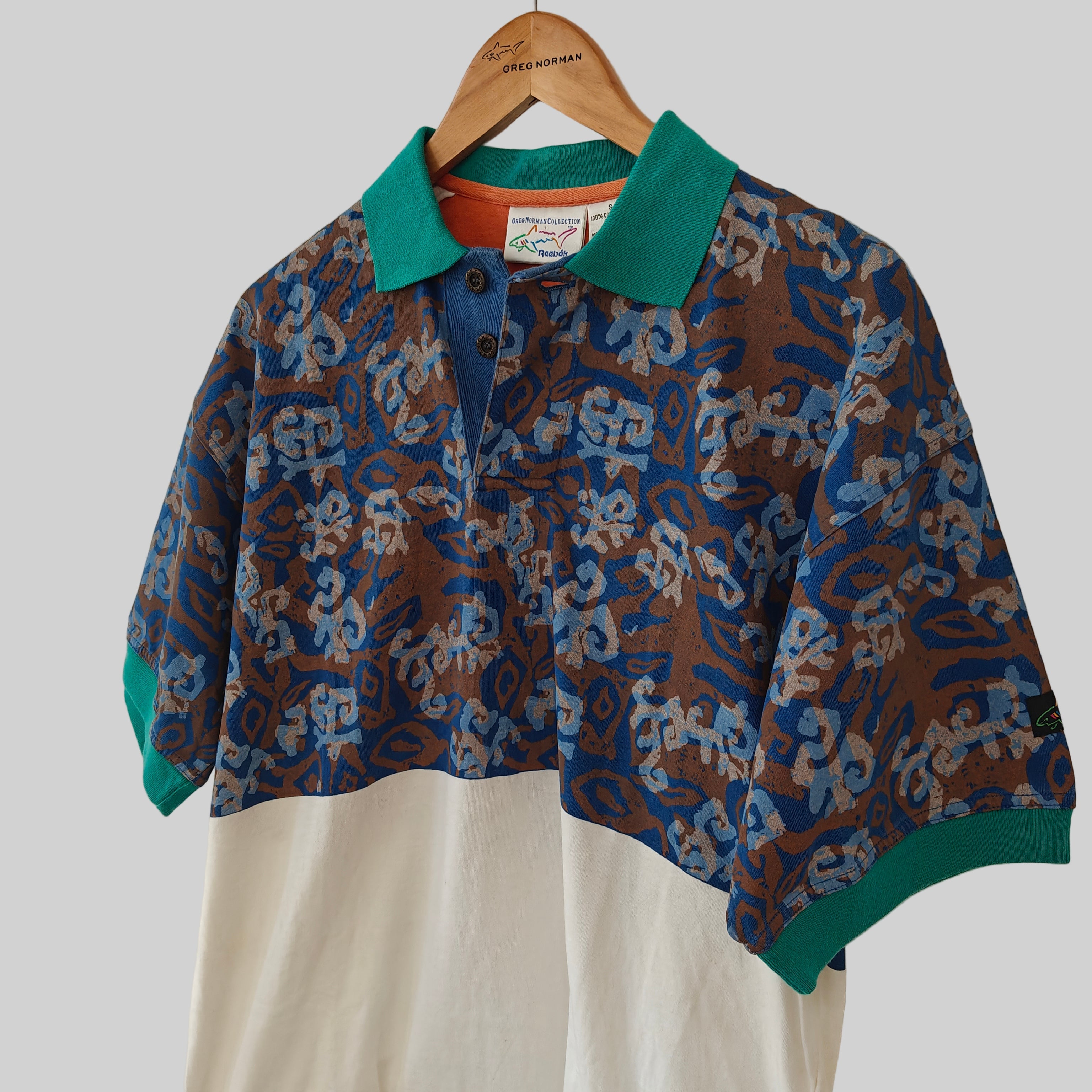 Greg Norman 90's Print Golf Polo Shirt - Small