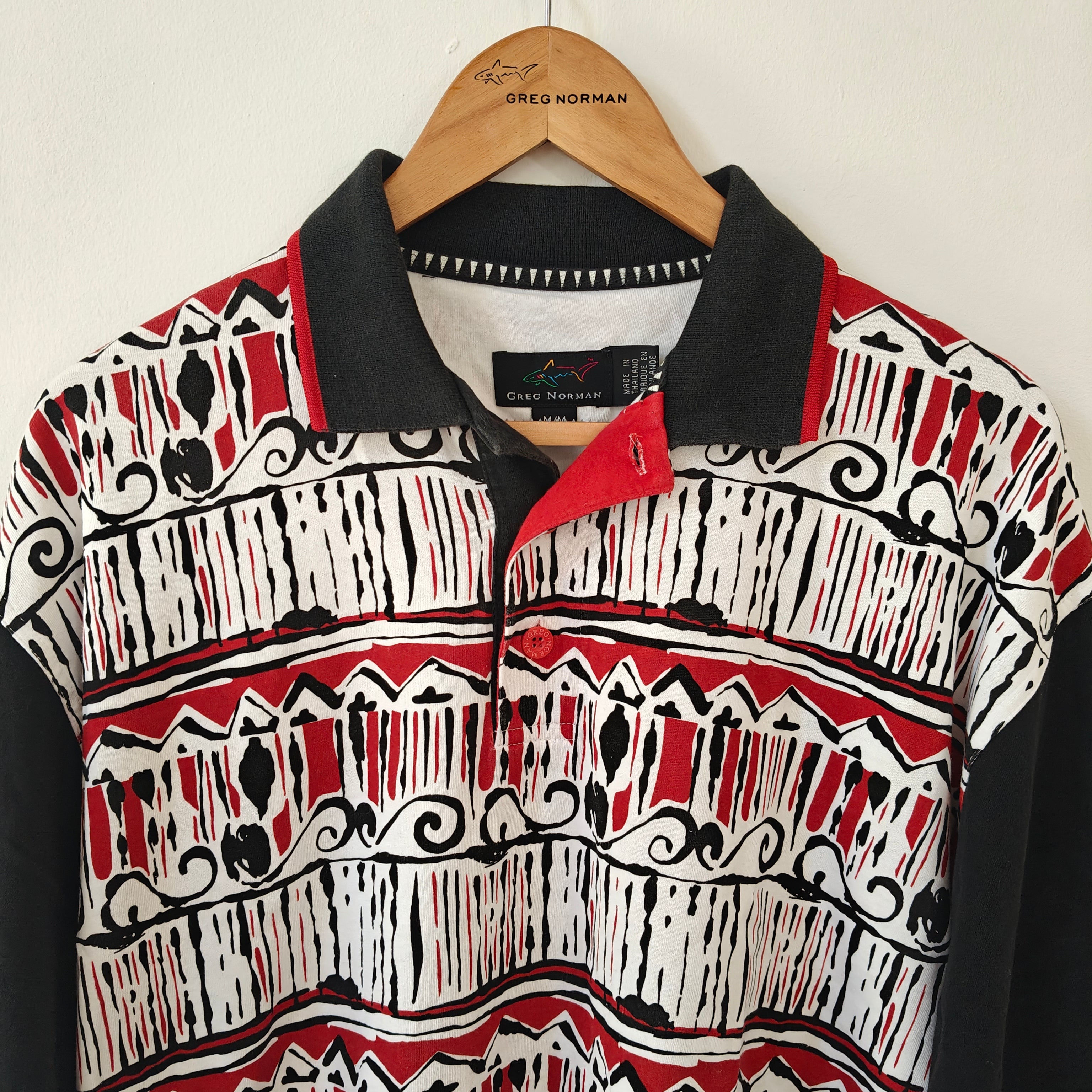 Greg Norman 90's Print Golf Polo Shirt - Medium