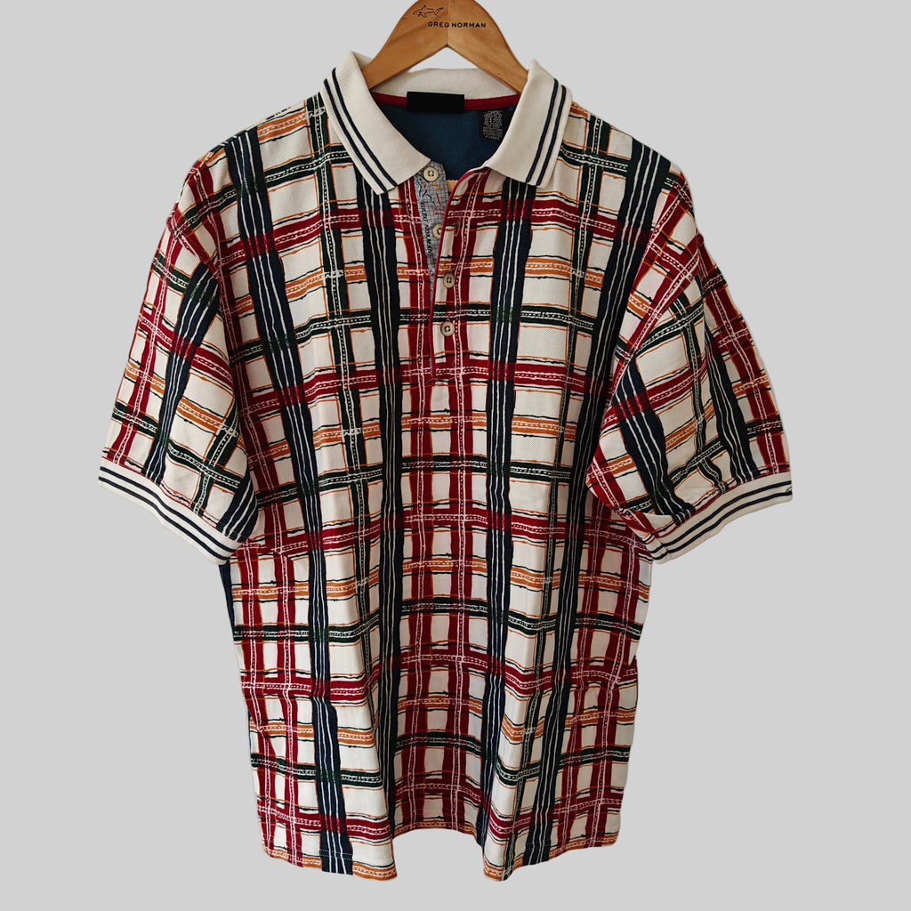 Greg Norman 90's Print Golf Polo Shirt - Medium