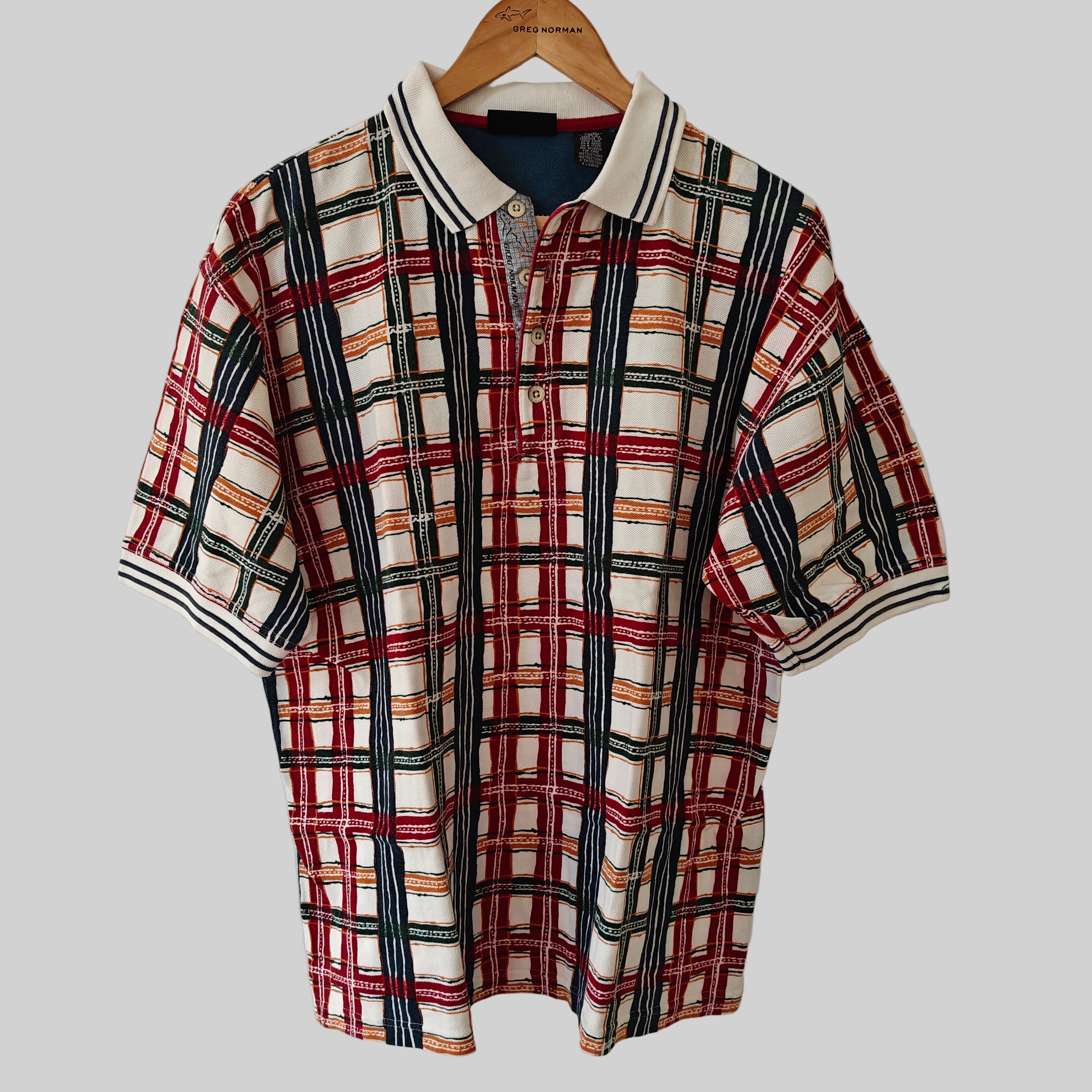 Greg Norman 90's Print Golf Polo Shirt - Medium
